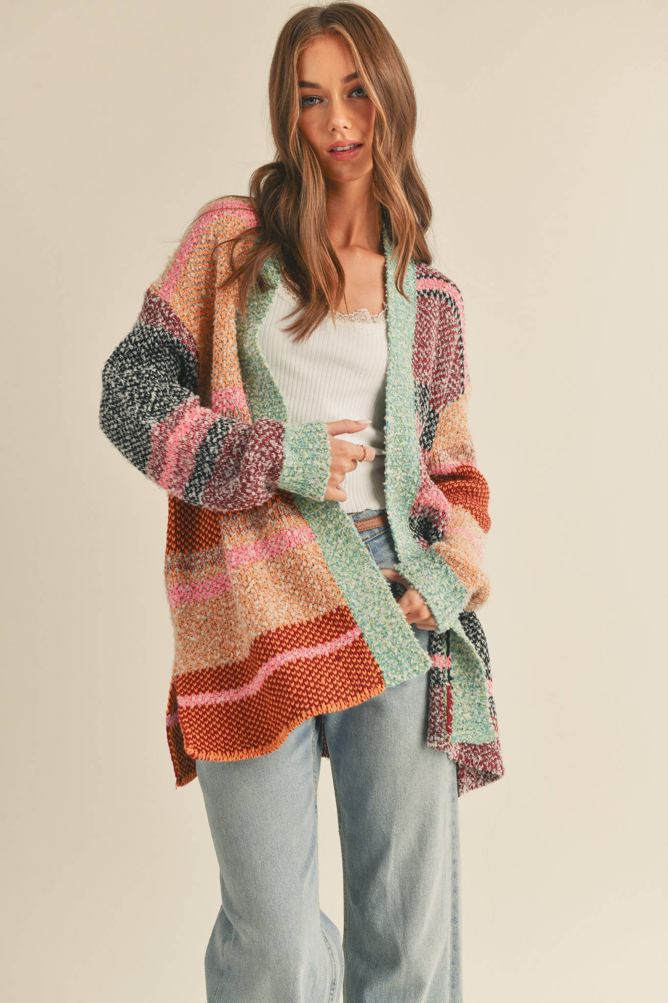 COLOR BLOCK CARDIGAN