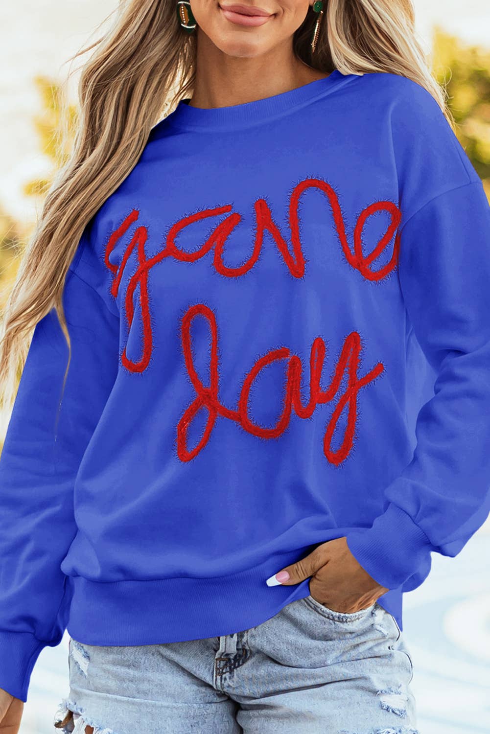 LDC Fall Clothing Game Day Drop Shoulder Graphic Sweatshirt