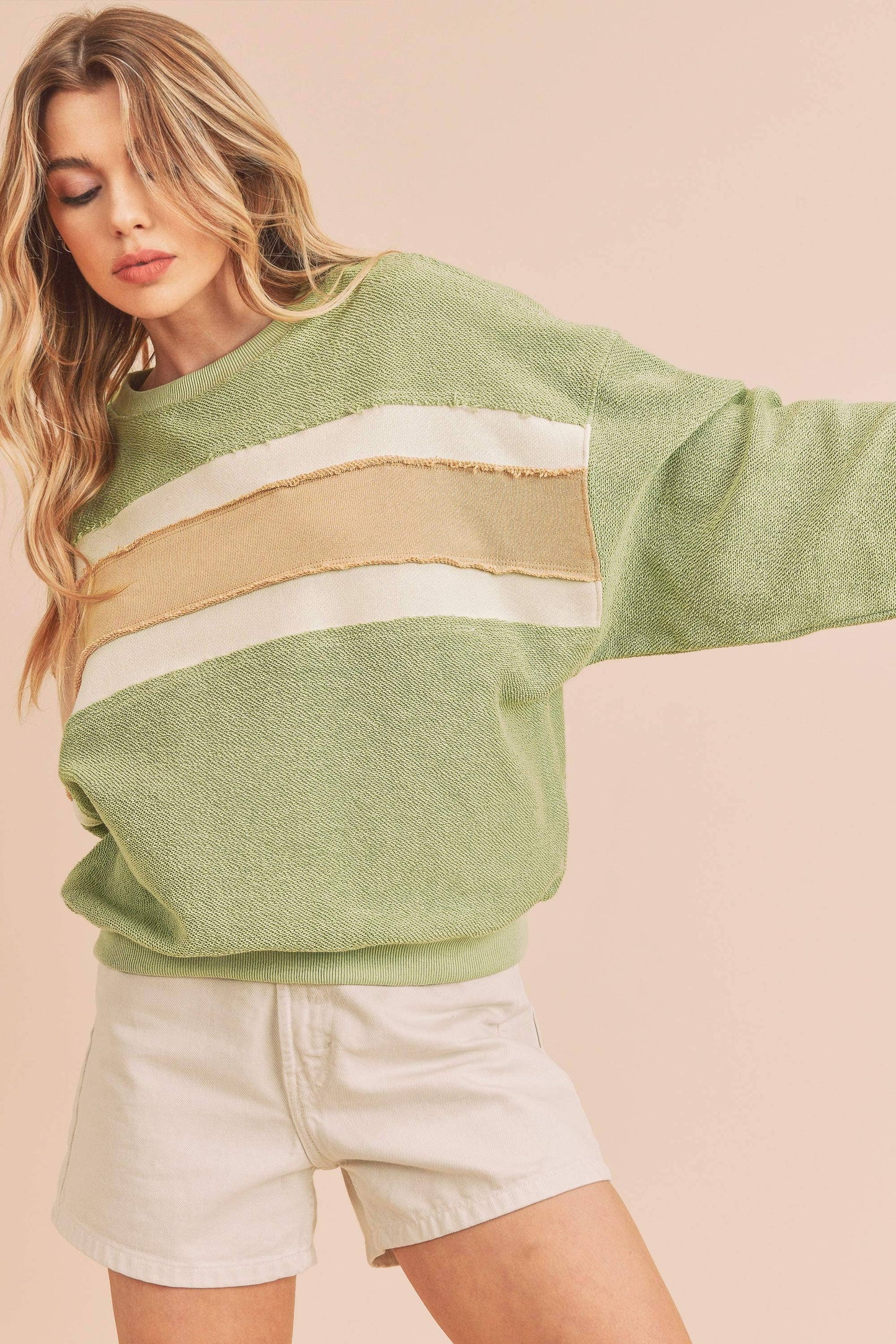 Navy, Striped Sweatshirt