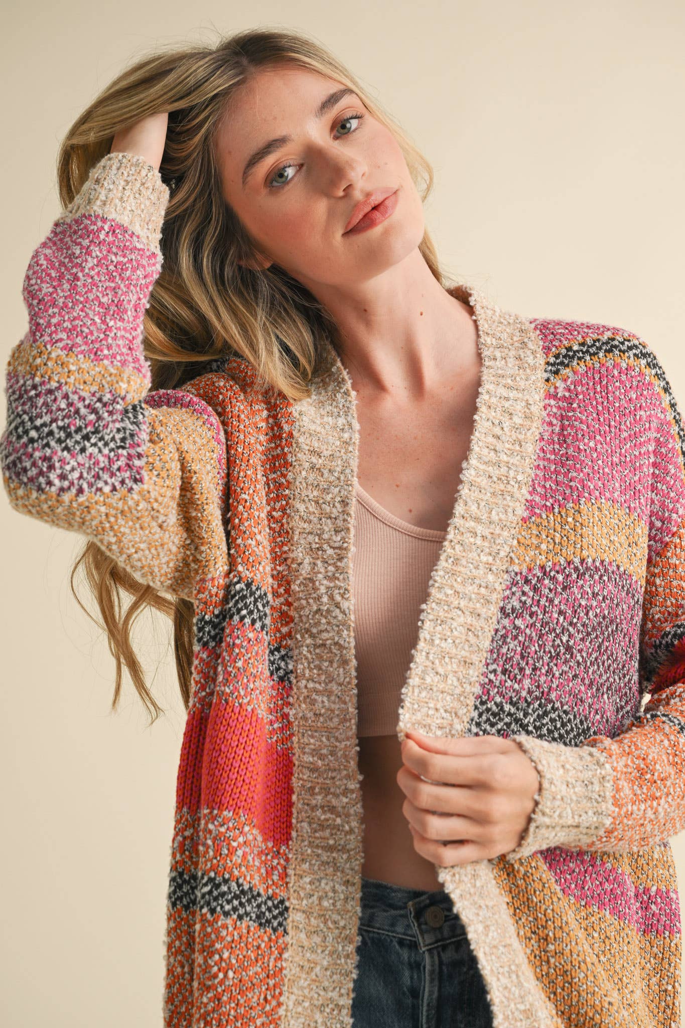 COLOR BLOCK CARDIGAN