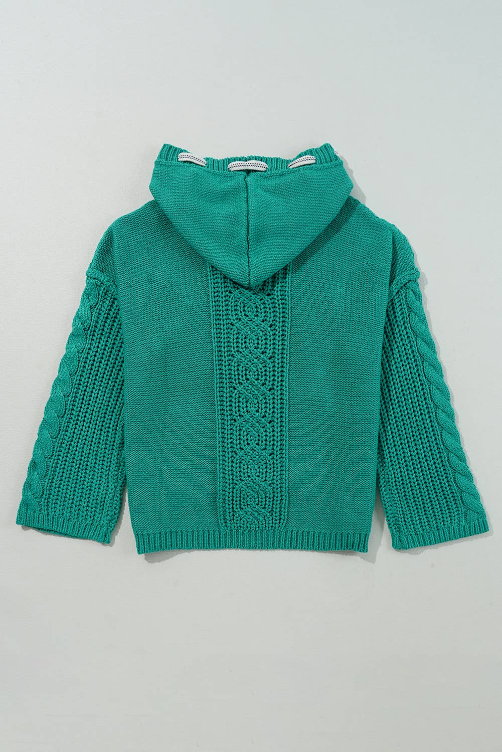 Cable Knit V Neck Hooded Pullover Sweater for Women