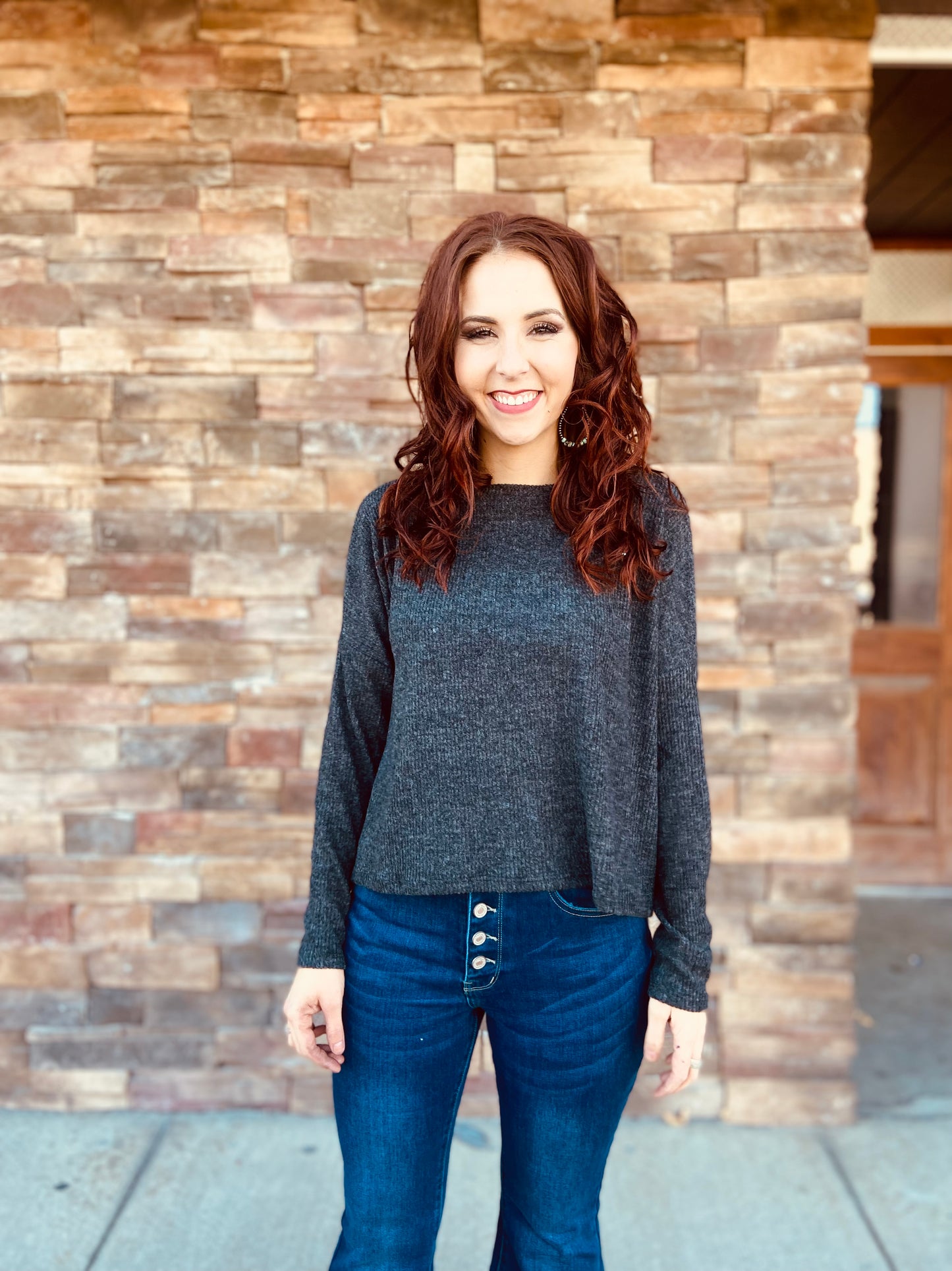 Ribbed Dolman Long Sleeve Sweater