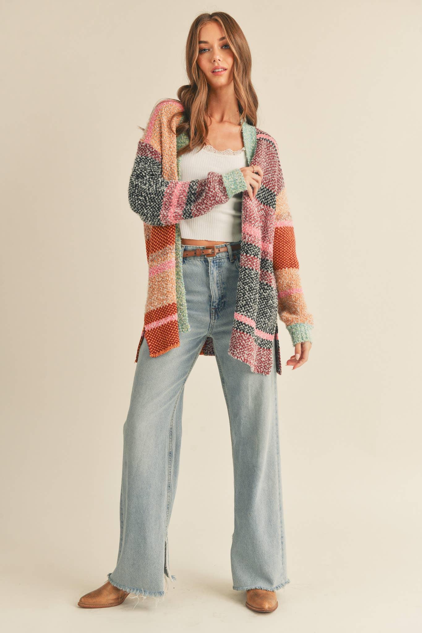 COLOR BLOCK CARDIGAN