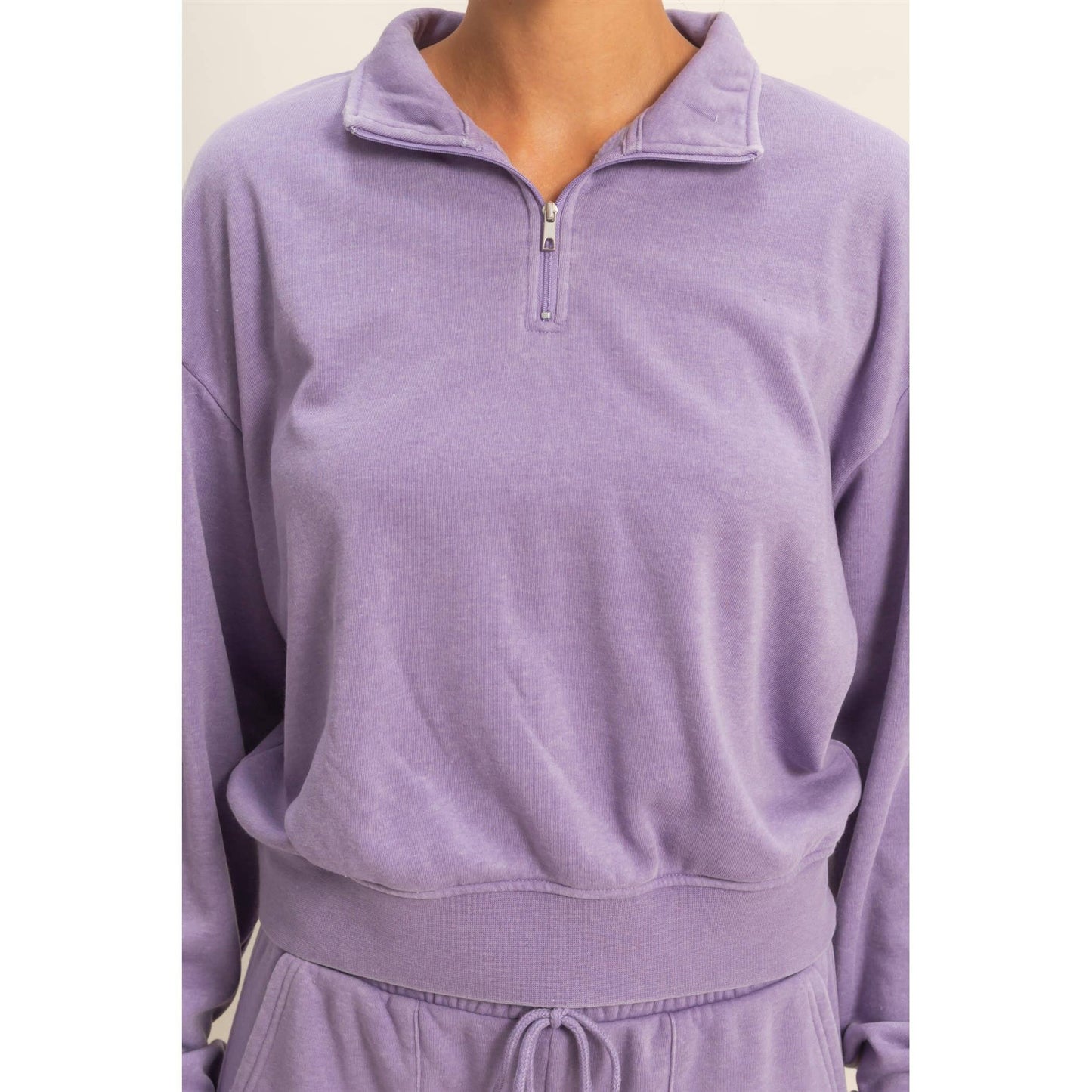 Half-Zip Burnout French Terry Pullover Top