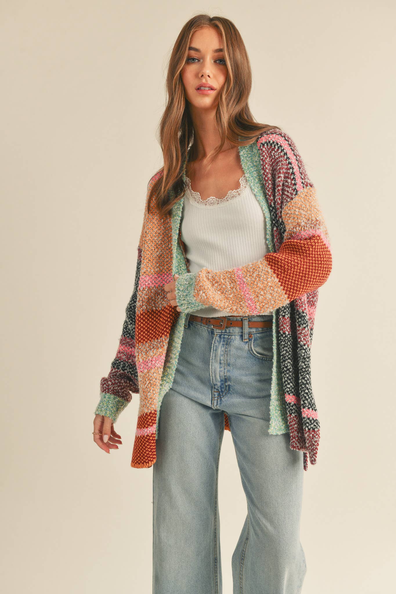 COLOR BLOCK CARDIGAN