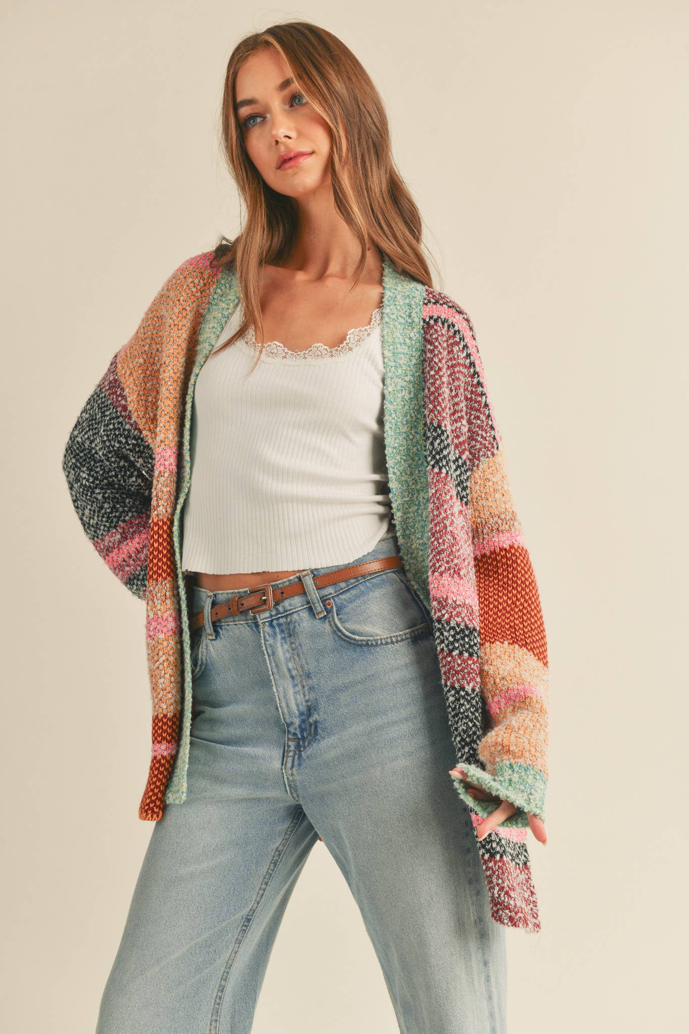 COLOR BLOCK CARDIGAN