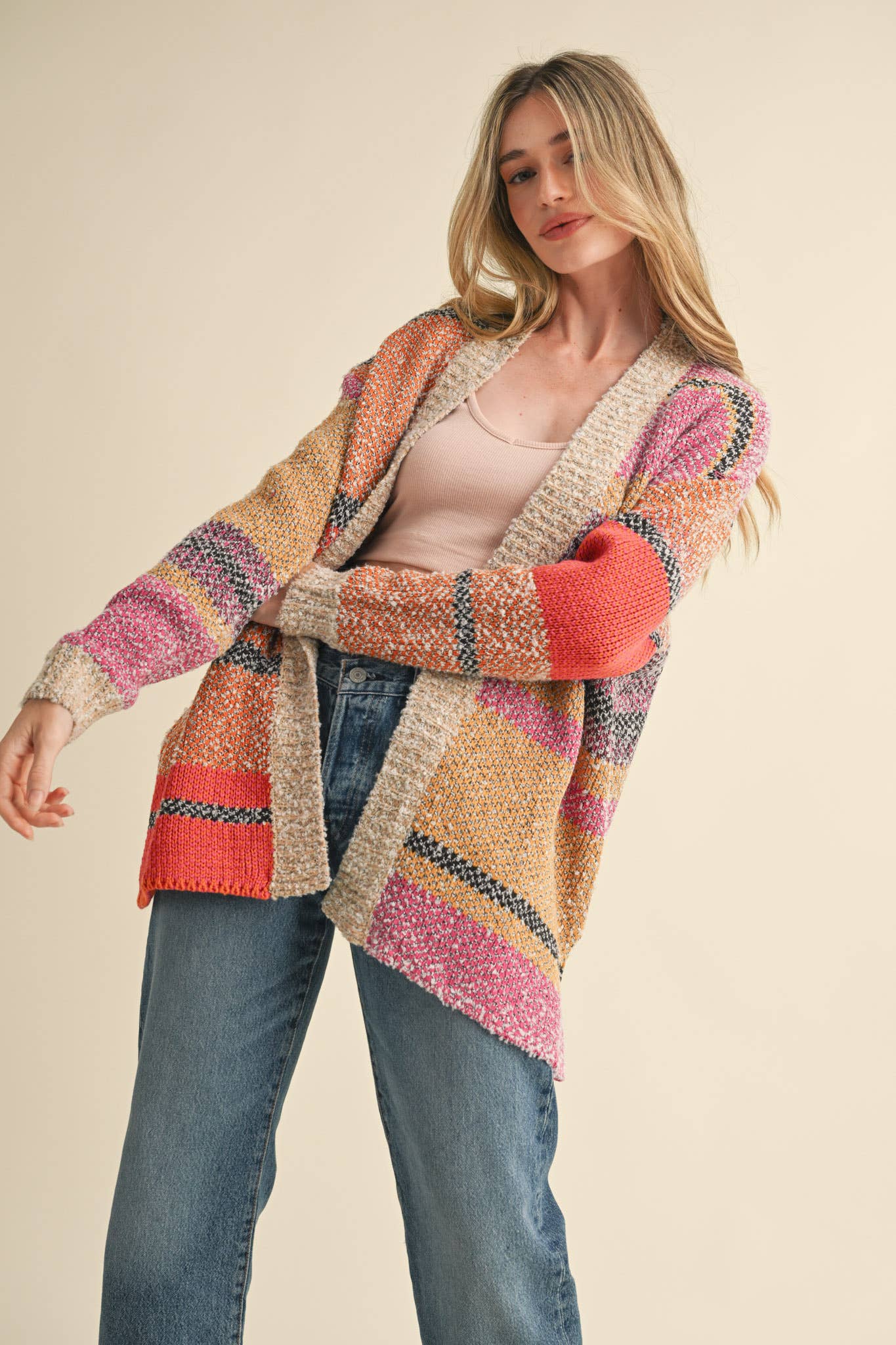 COLOR BLOCK CARDIGAN