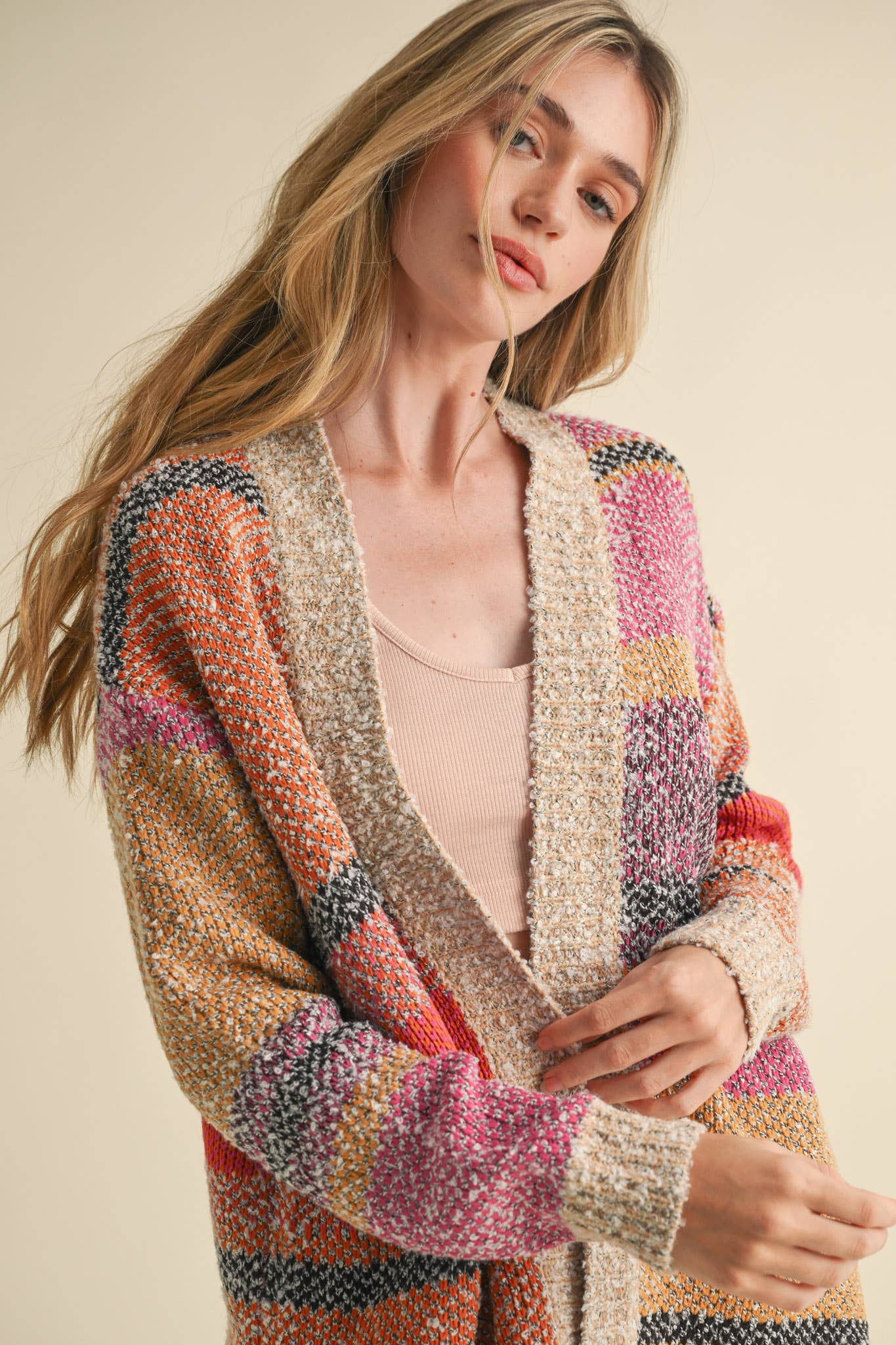 COLOR BLOCK CARDIGAN