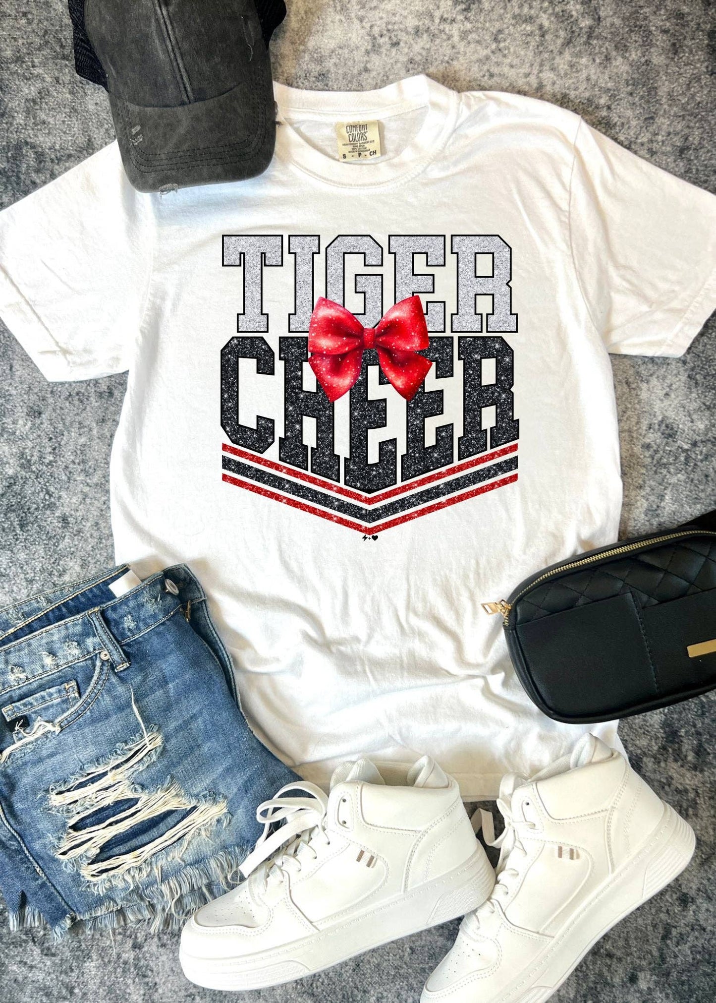 Glitter Cheer Bow Tee Shirt