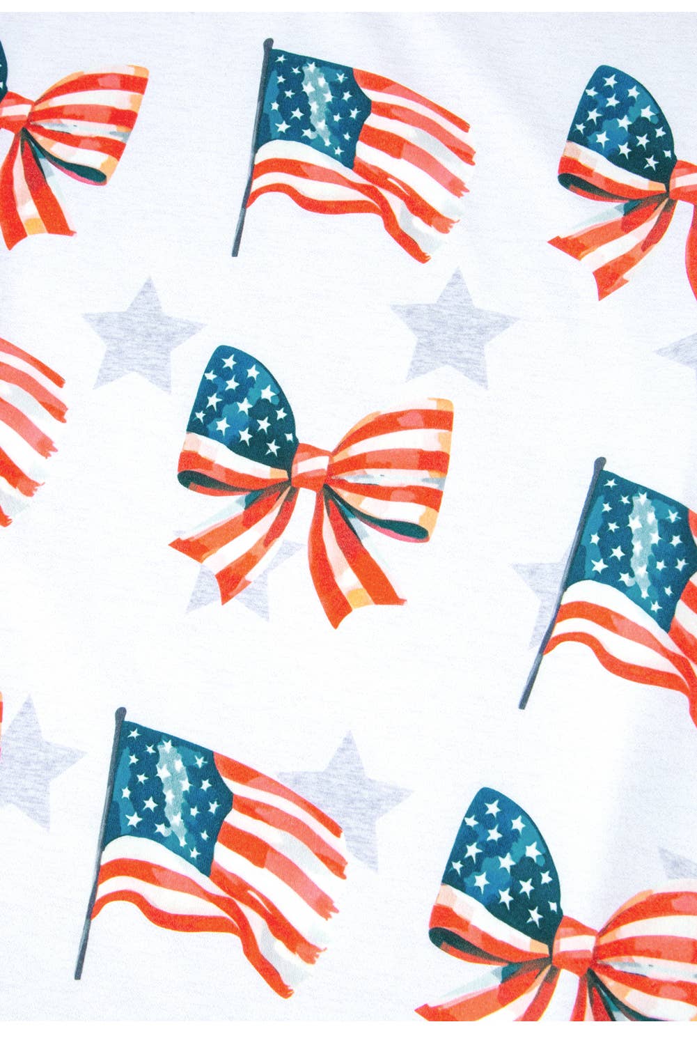 Fashion-W Patriotic Flag Bow Graphic Starry T Shirt