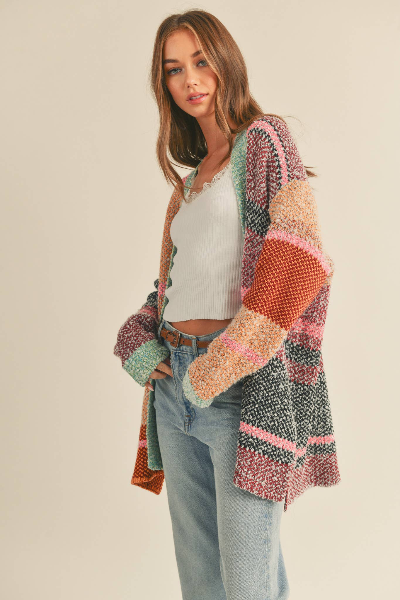 COLOR BLOCK CARDIGAN