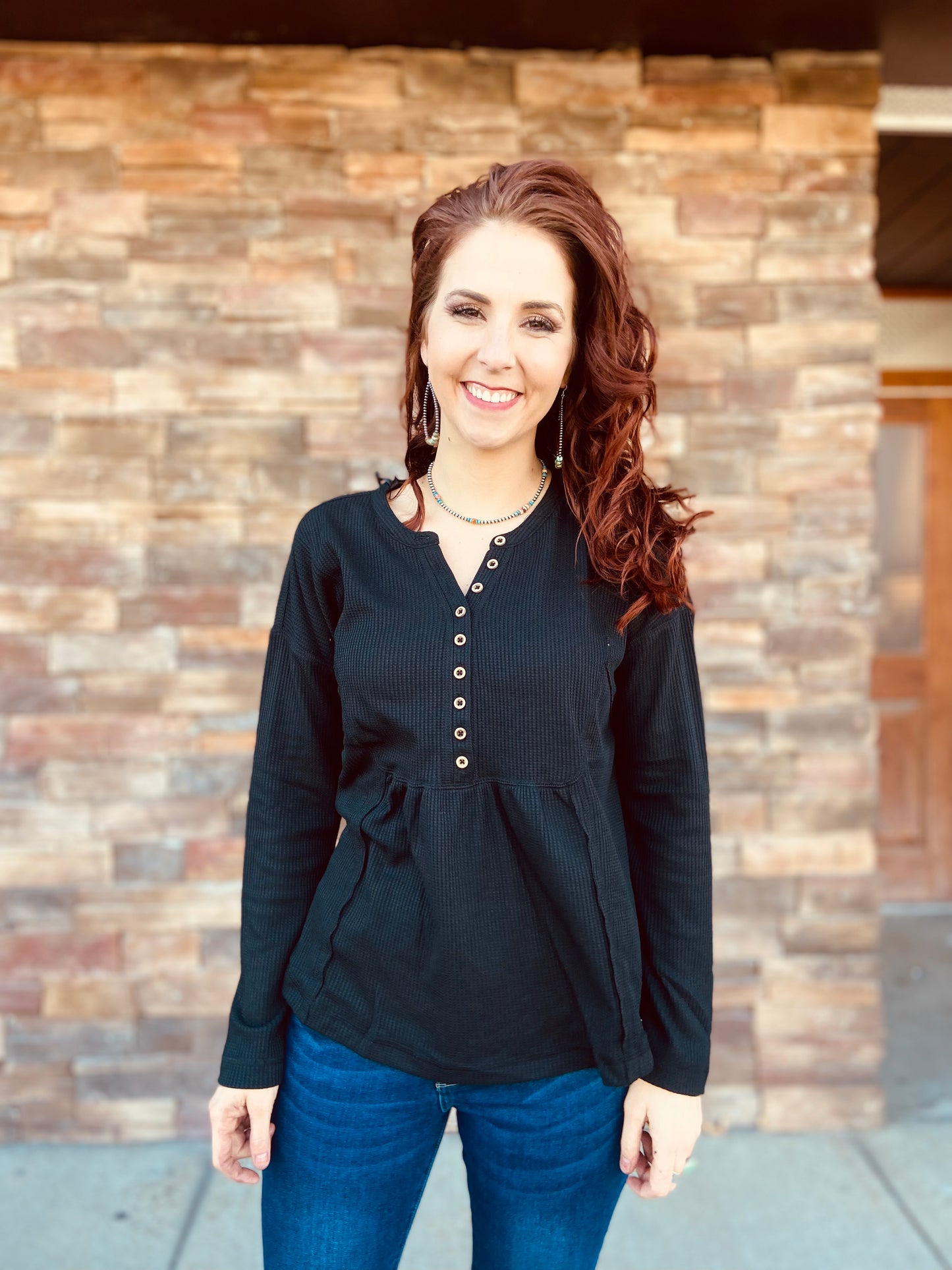Casual Comfy Waffle Knit Top
