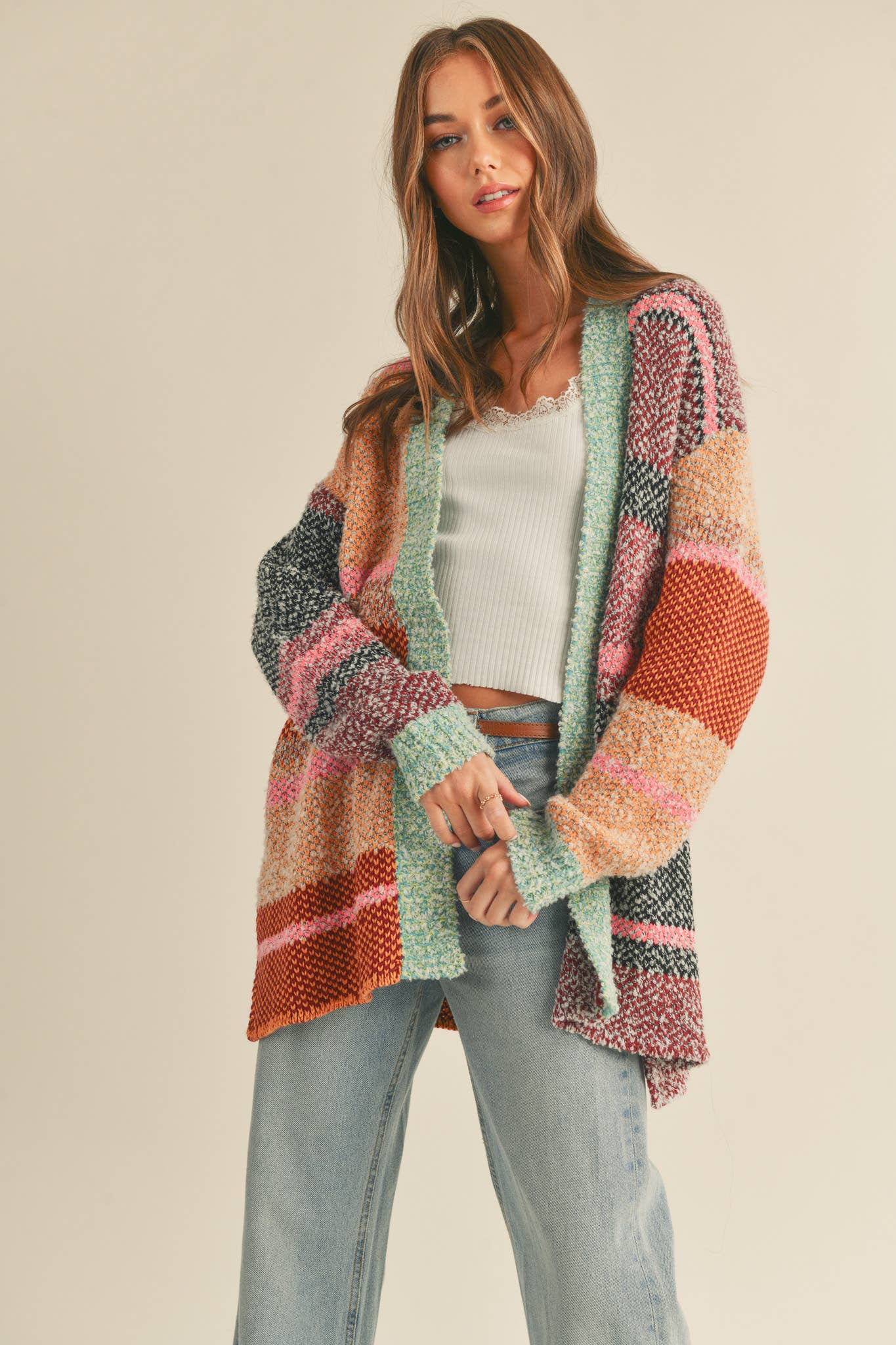 COLOR BLOCK CARDIGAN