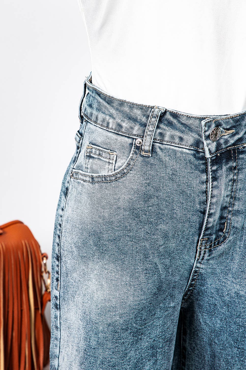 Fashion-W High Rise Button Zip Fly Medium Wash Jeans*4-16