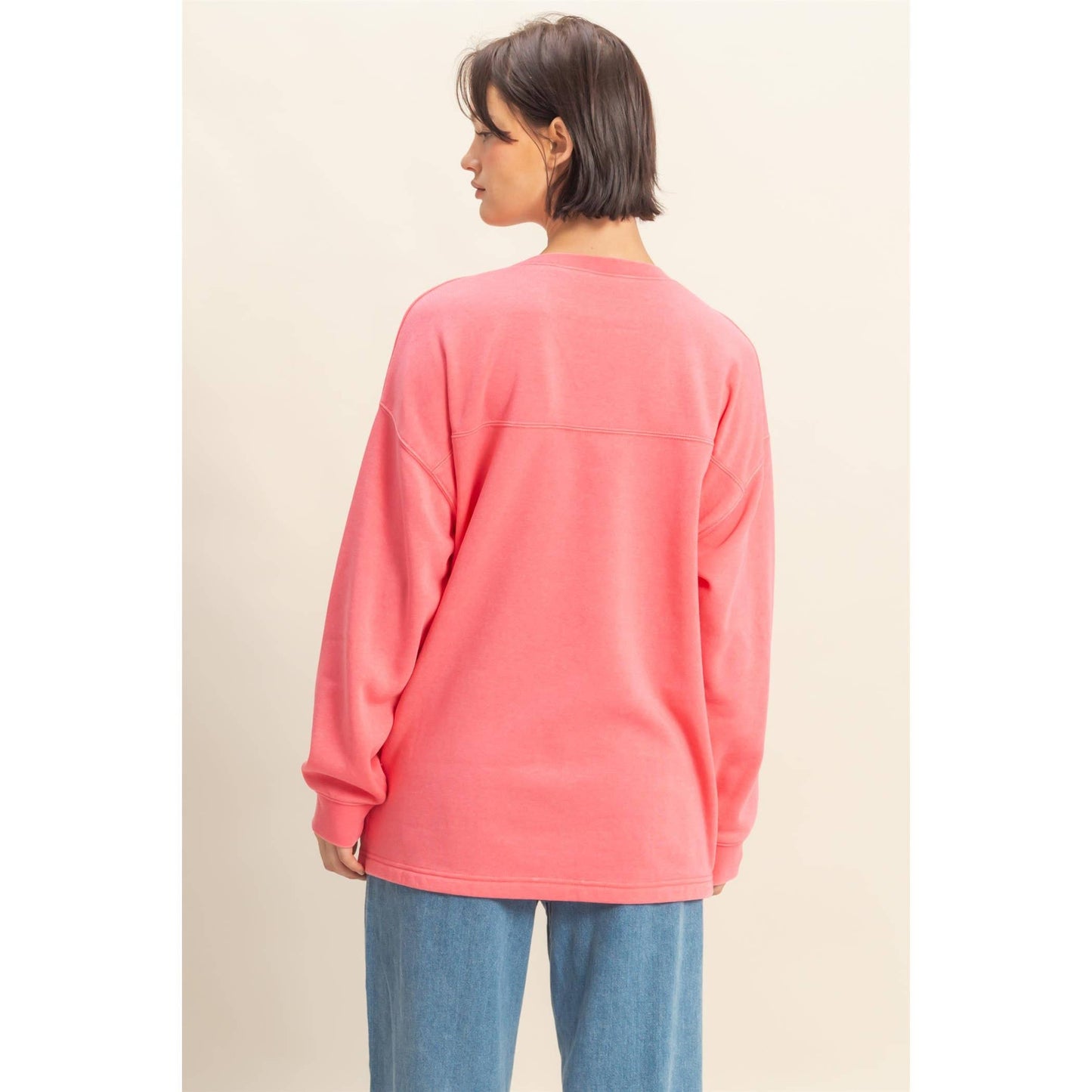 Basic Crew Neck Single Pocket Pullover Sweatshirt