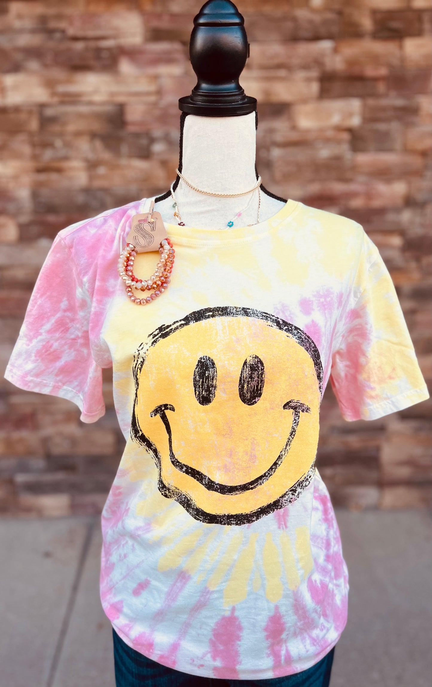 Pink and Yellow Tie Dye Top