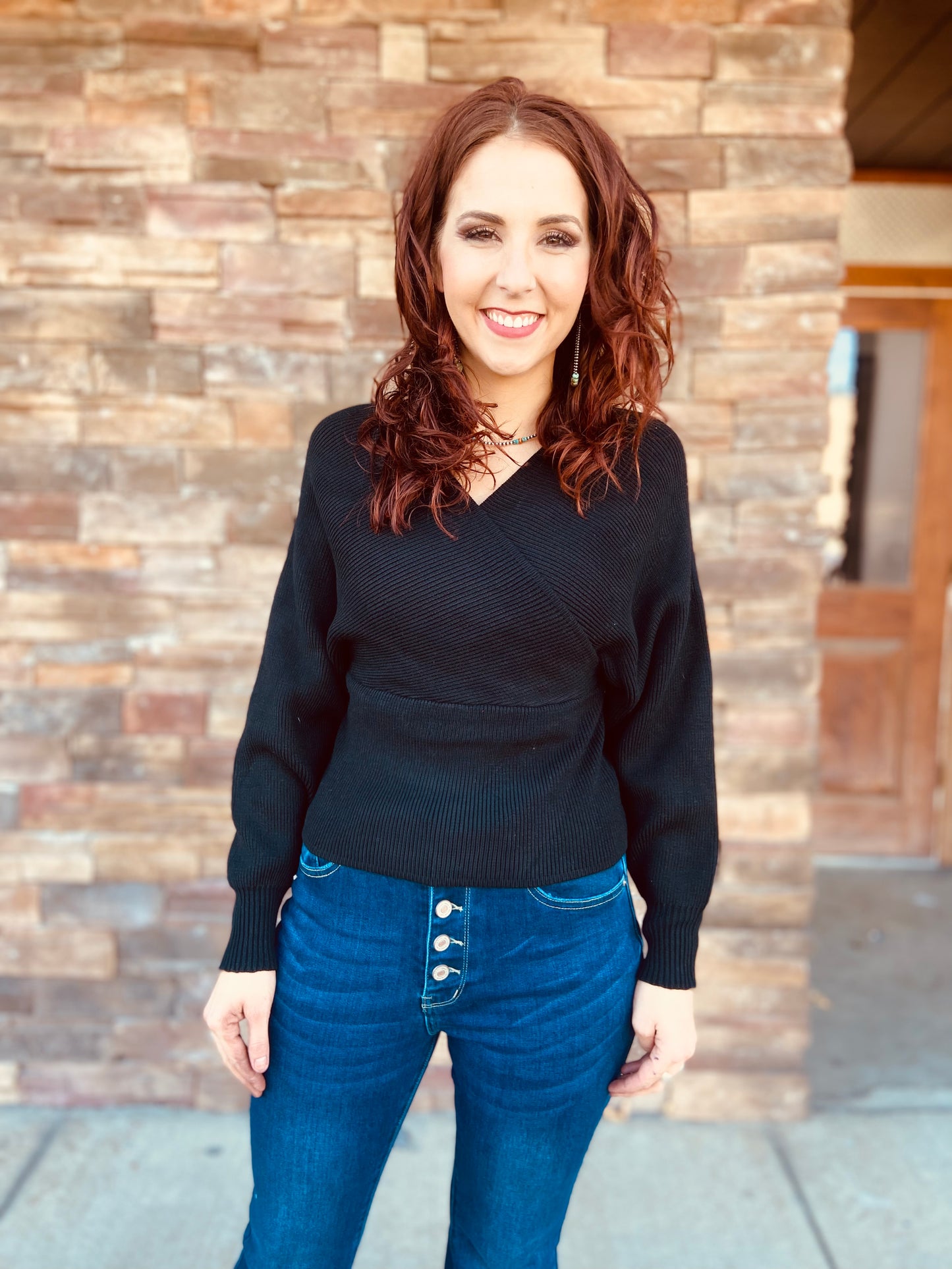 Viscose Cross Wrap Pullover Sweater