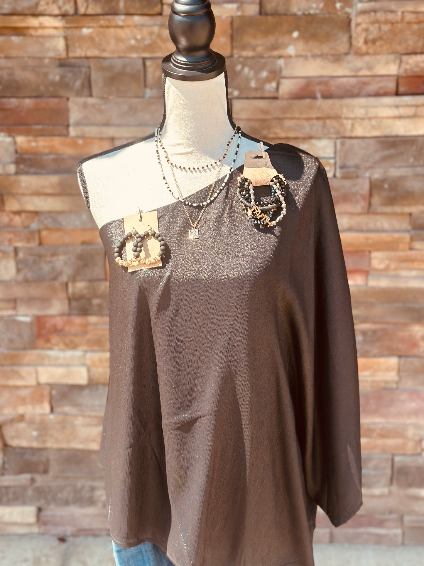One Shoulder Woven Top