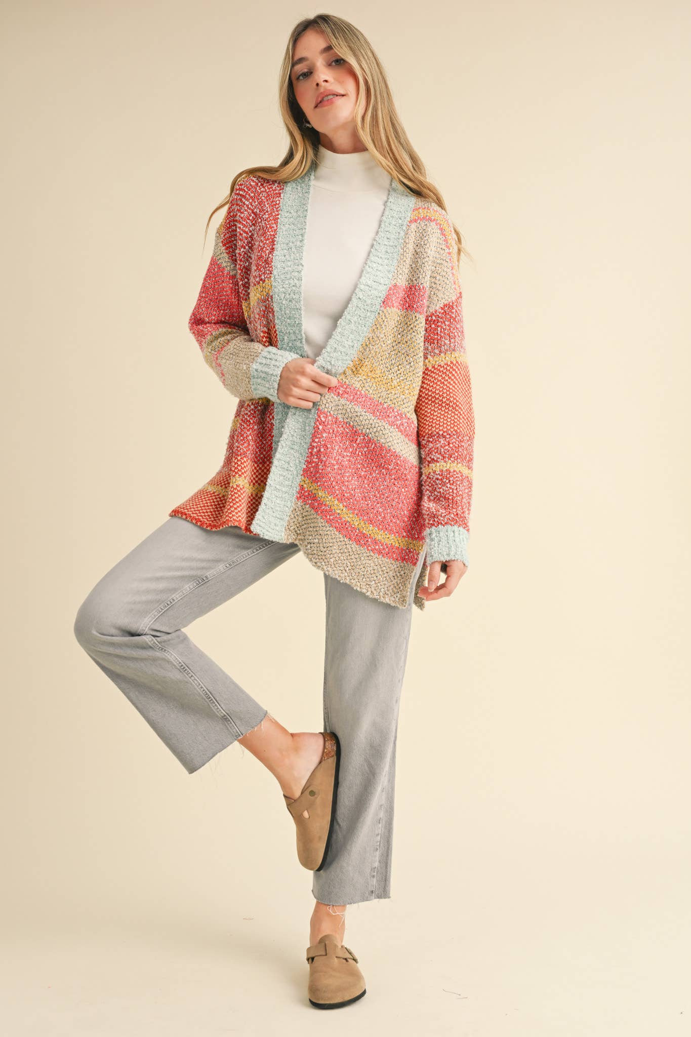 COLOR BLOCK CARDIGAN