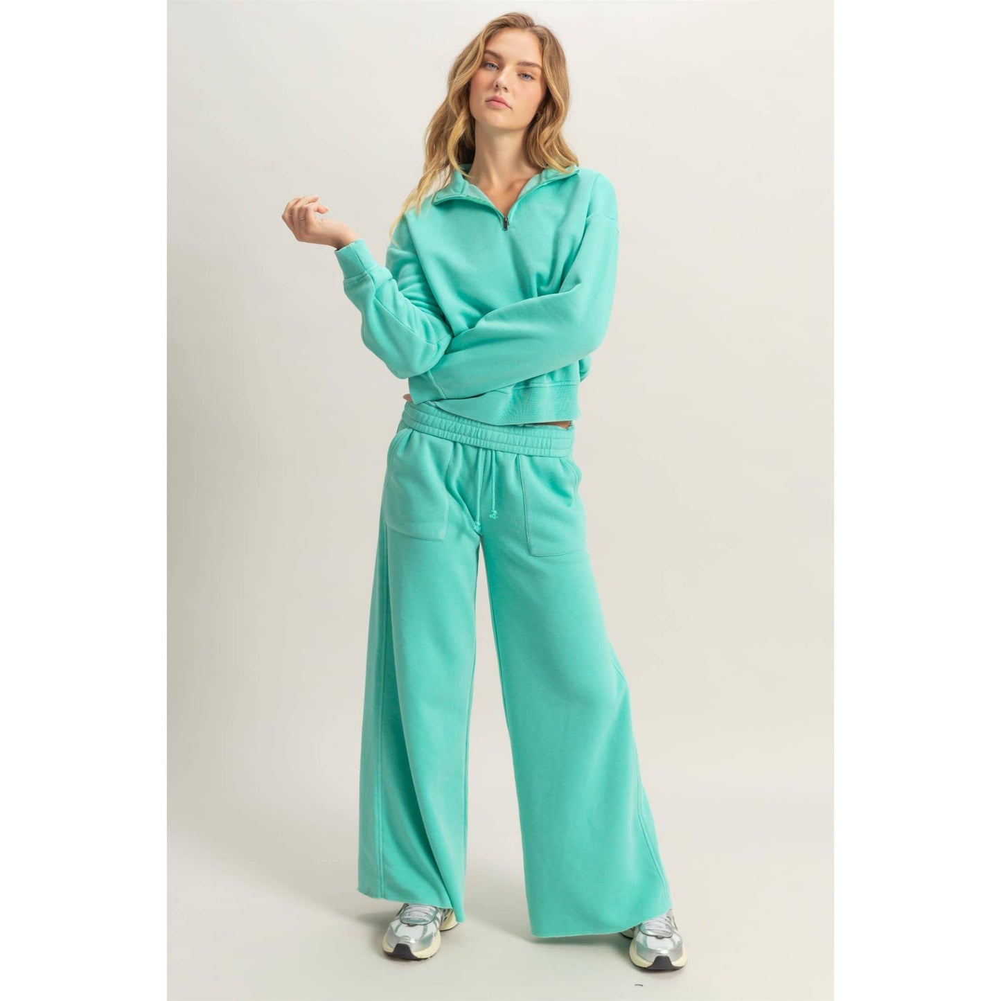 Pullover Half Zip Up Terry Sweatshirt