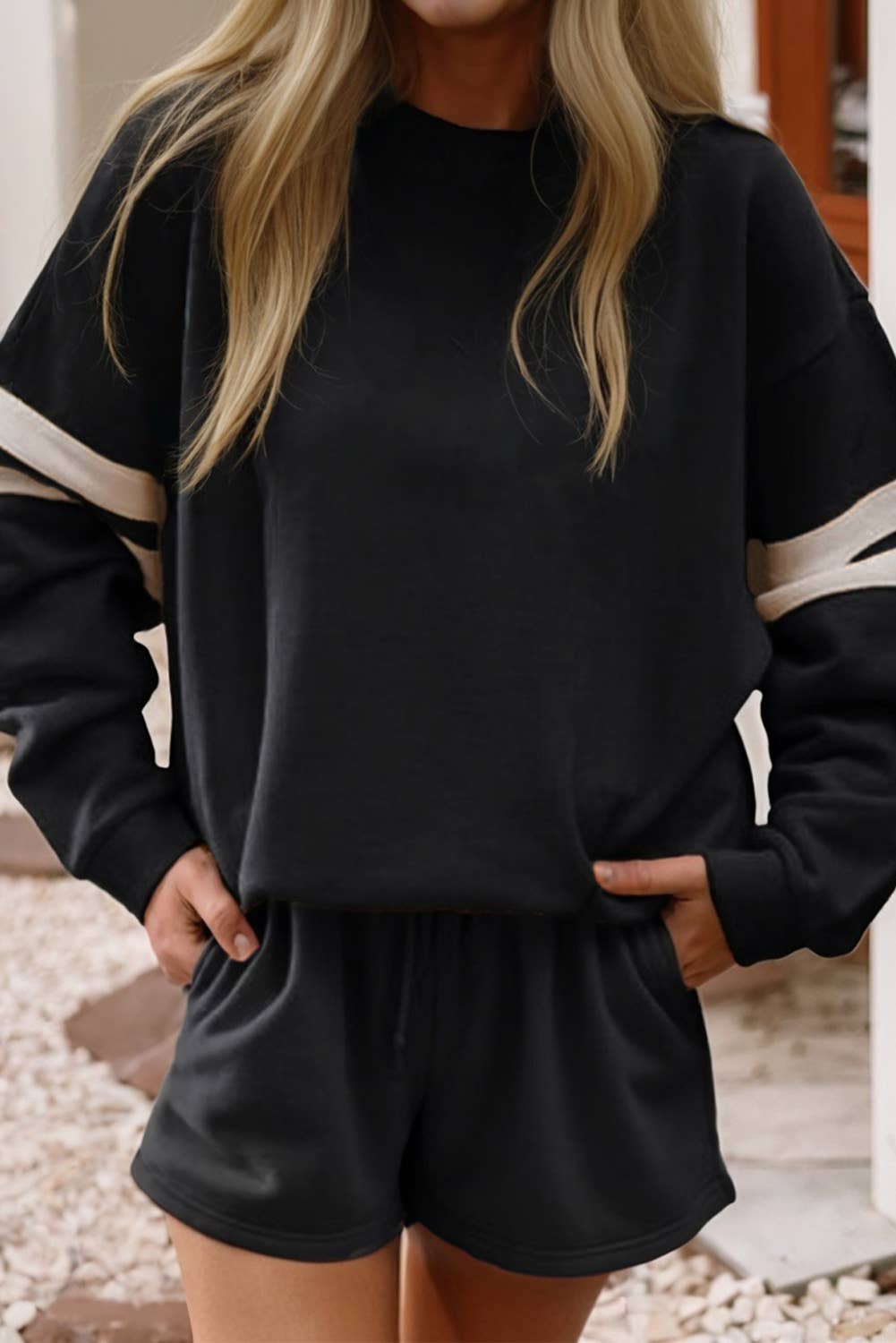 LDC Solid Casual Pocket Shift Long Sleeve Top And Pants Set
