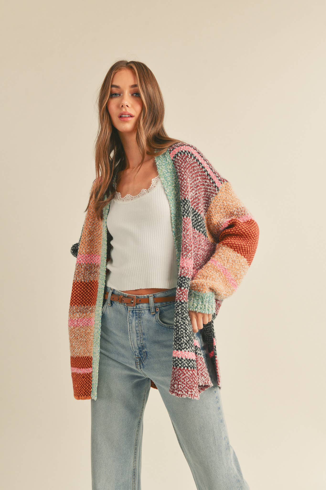 COLOR BLOCK CARDIGAN