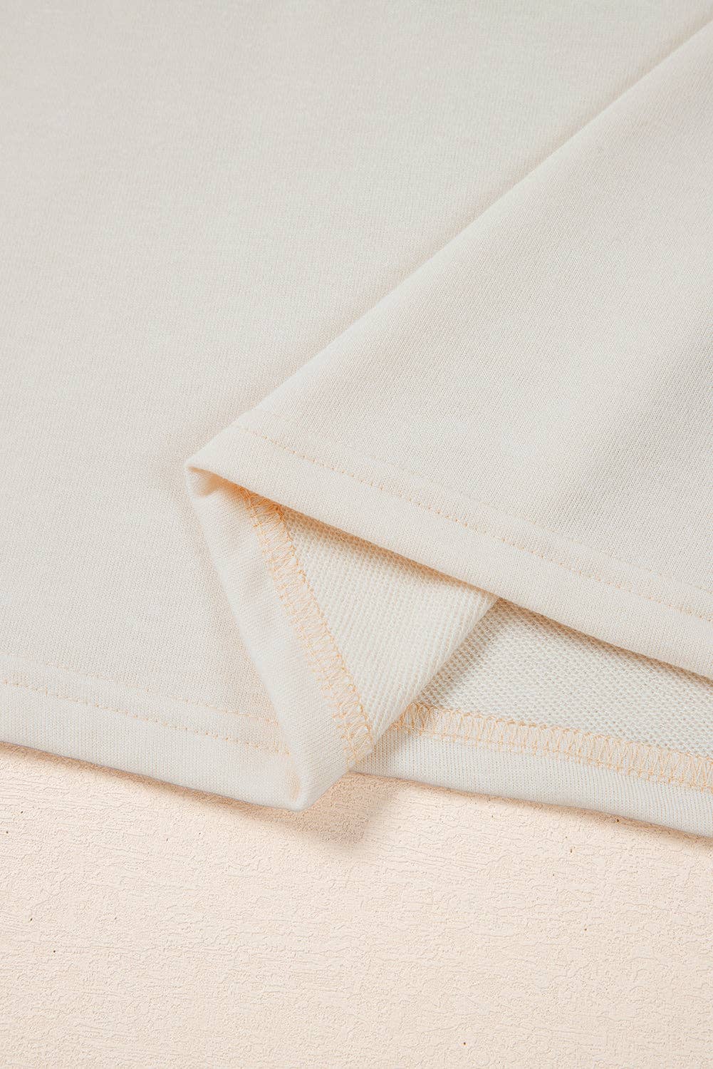 White Pearled Puff Sleeve Round Neck Loose Top