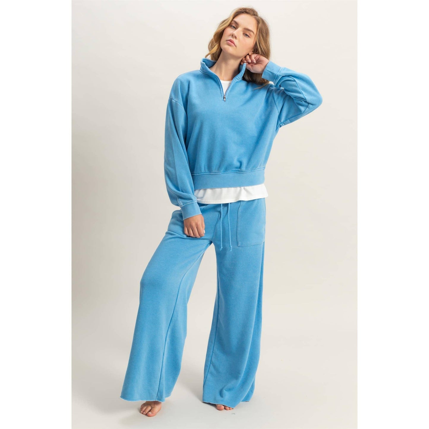 Pullover Half Zip Up Terry Sweatshirt