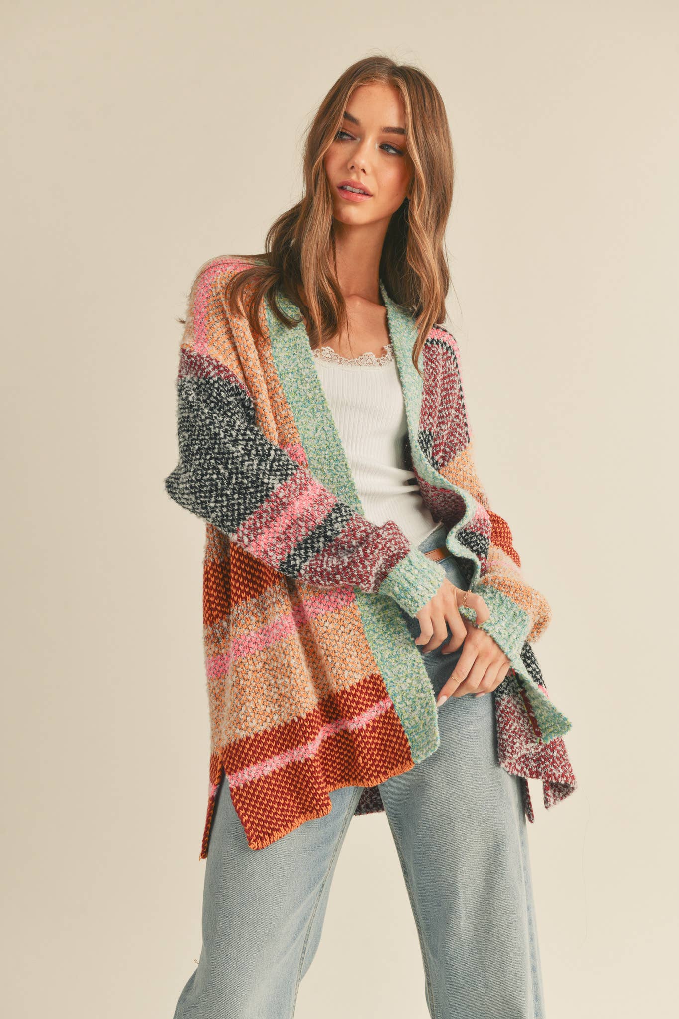 COLOR BLOCK CARDIGAN