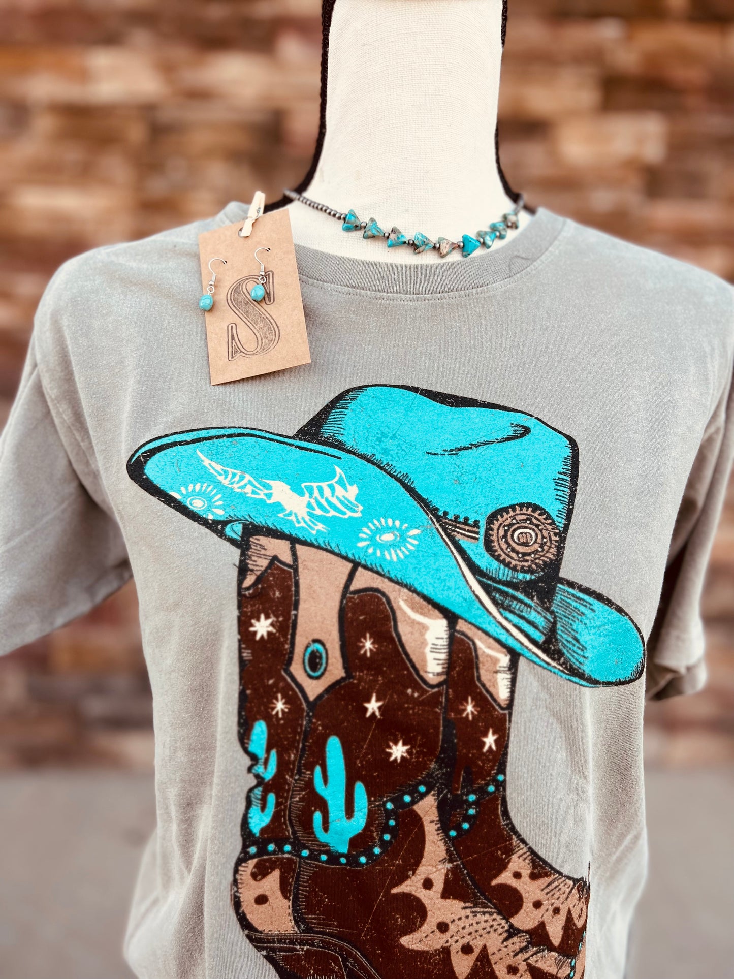 Mocha Cowboy and Boot Graphic Tee