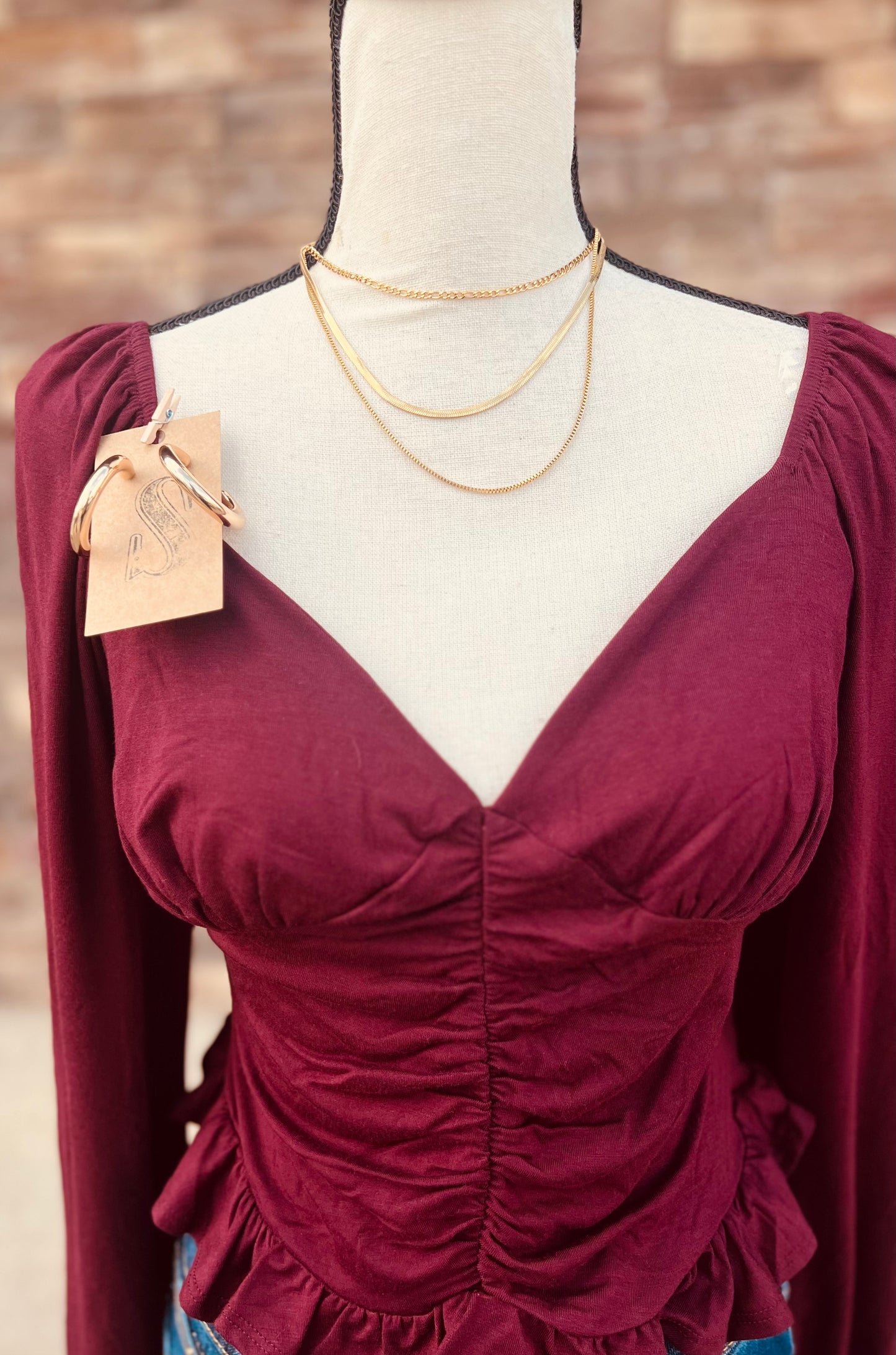 V Neck Ruched Top
