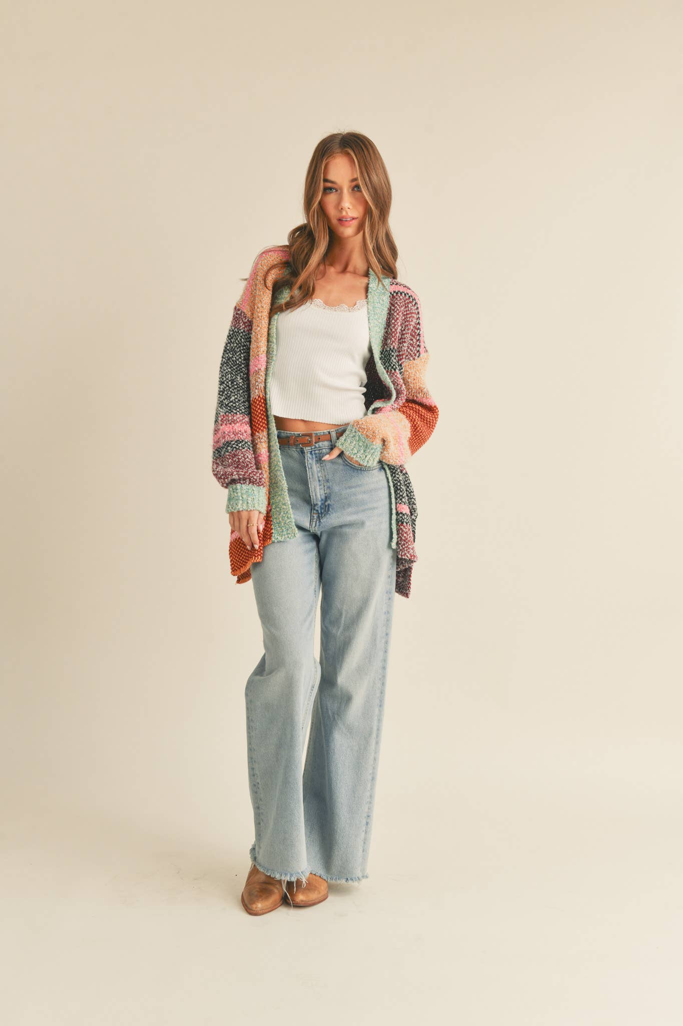 COLOR BLOCK CARDIGAN