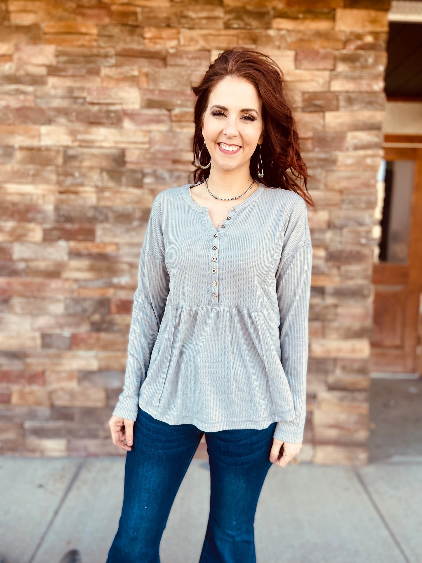 Casual Comfy Waffle Knit Top