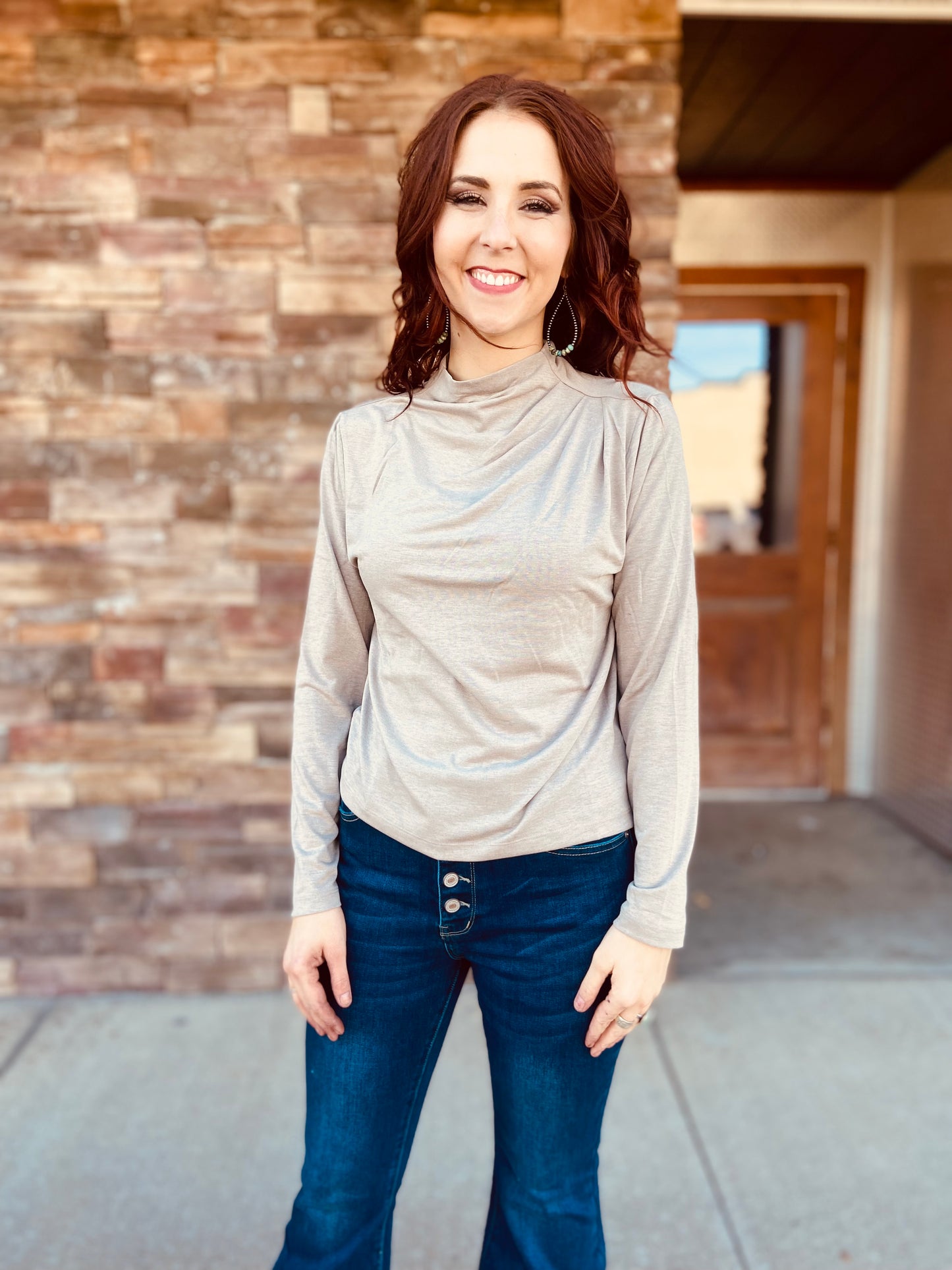 High Neck Solid Knit Top