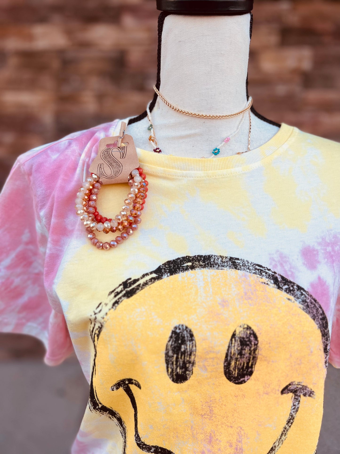 Pink and Yellow Tie Dye Top