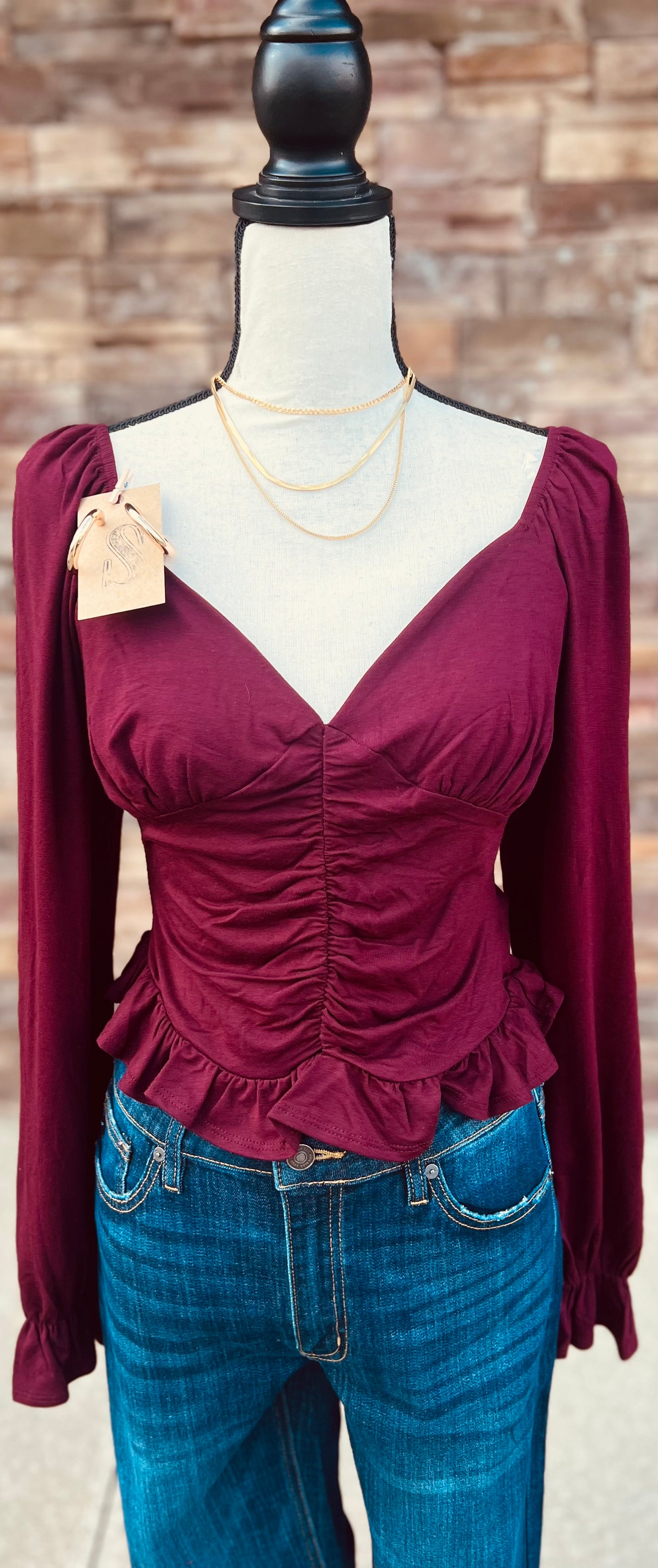 V Neck Ruched Top