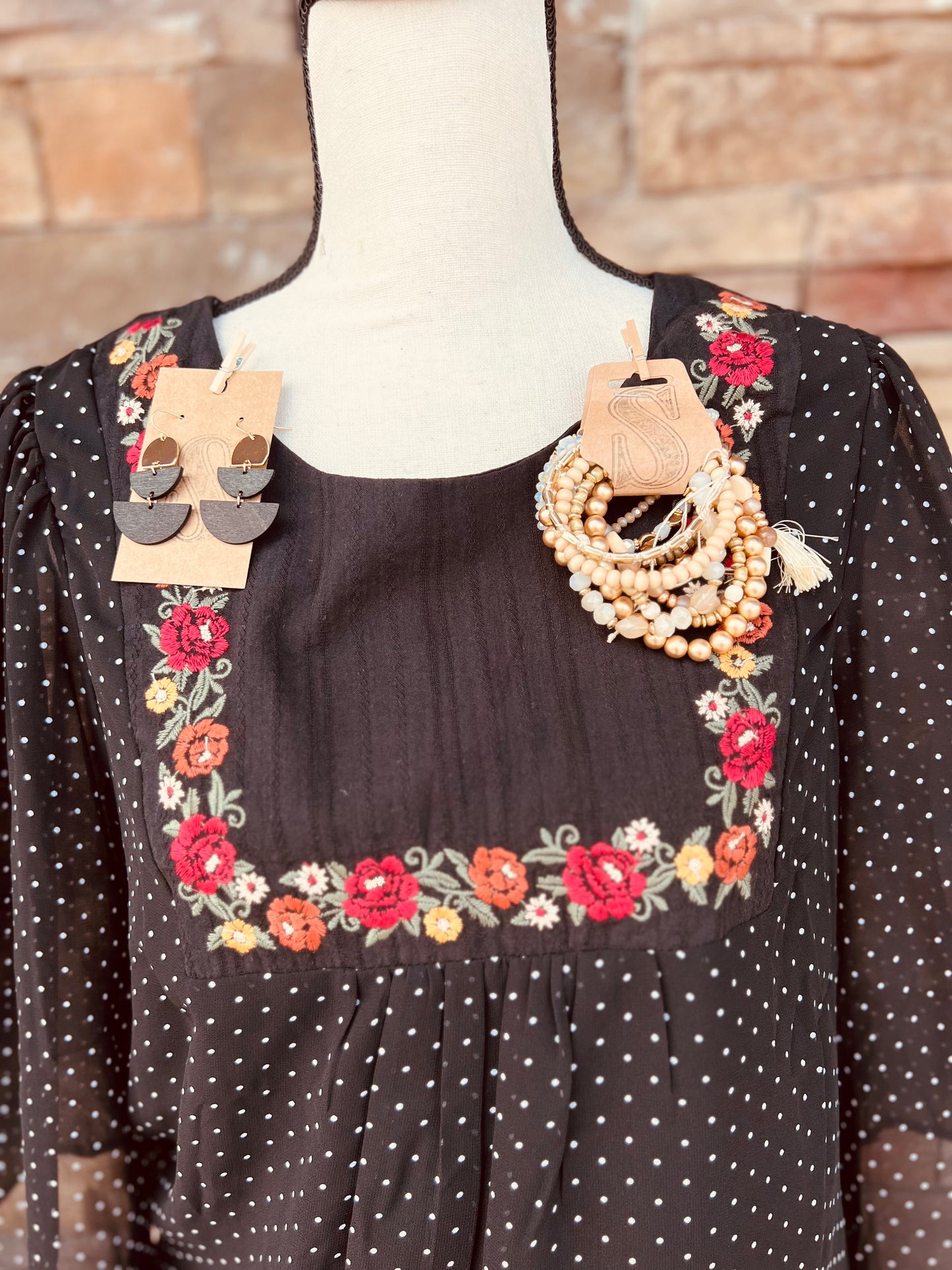 Polka Dot BabyDoll Top Black