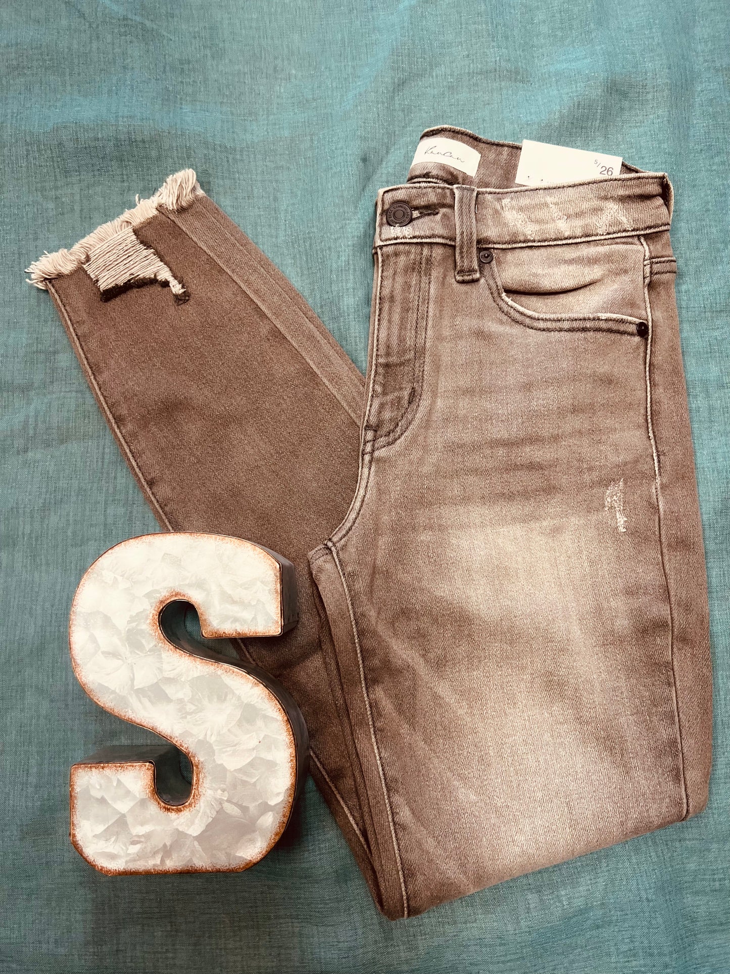 High Rise Hem Detail Ankle Skinny