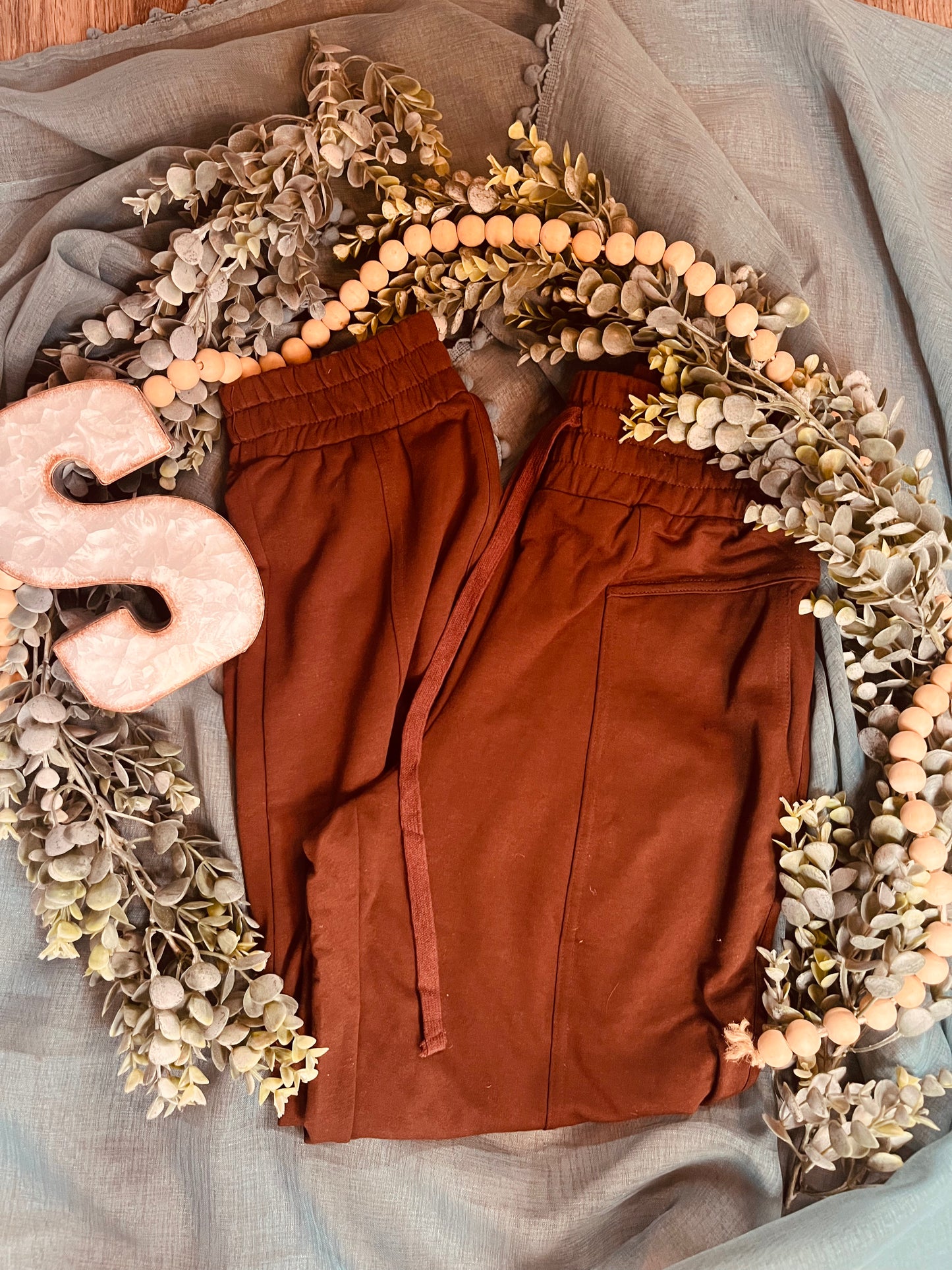 High Waist Sold Knit Jogger Pants