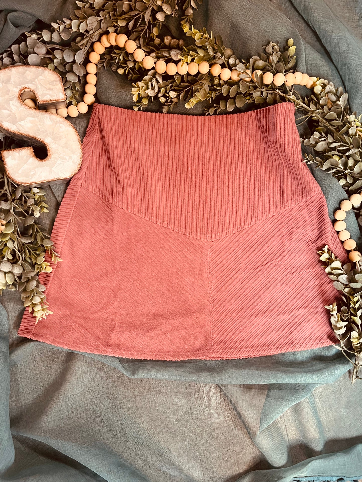 Corduroy Flare Solid Mini-Skirt