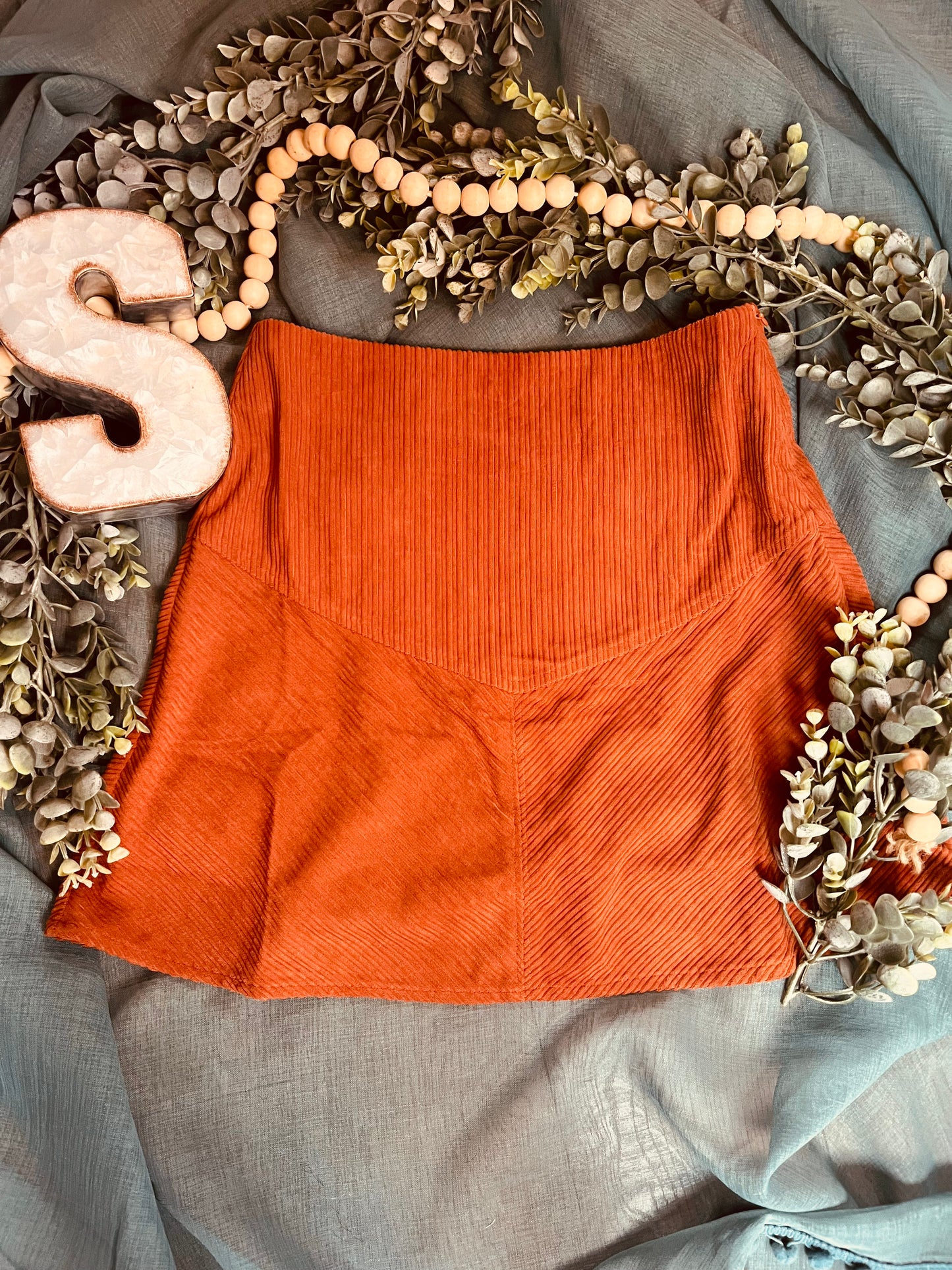 Corduroy Flare Solid Mini-Skirt