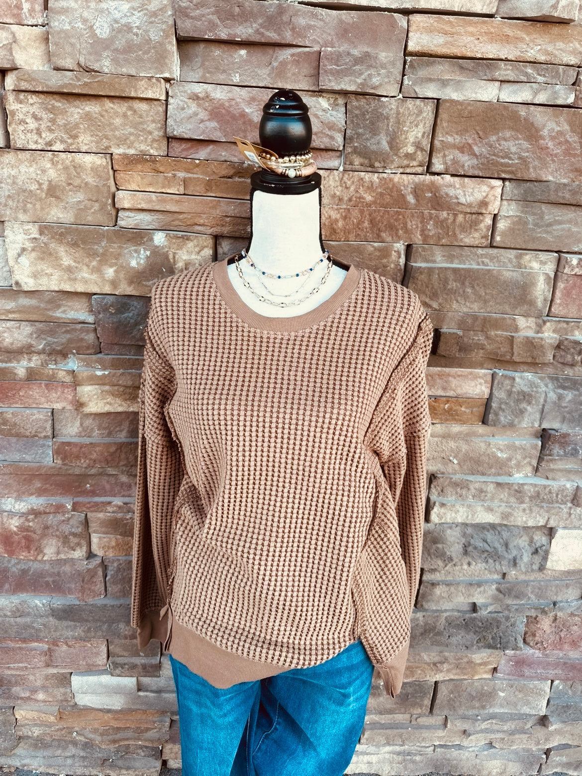 Oversized Waffle Knit Top