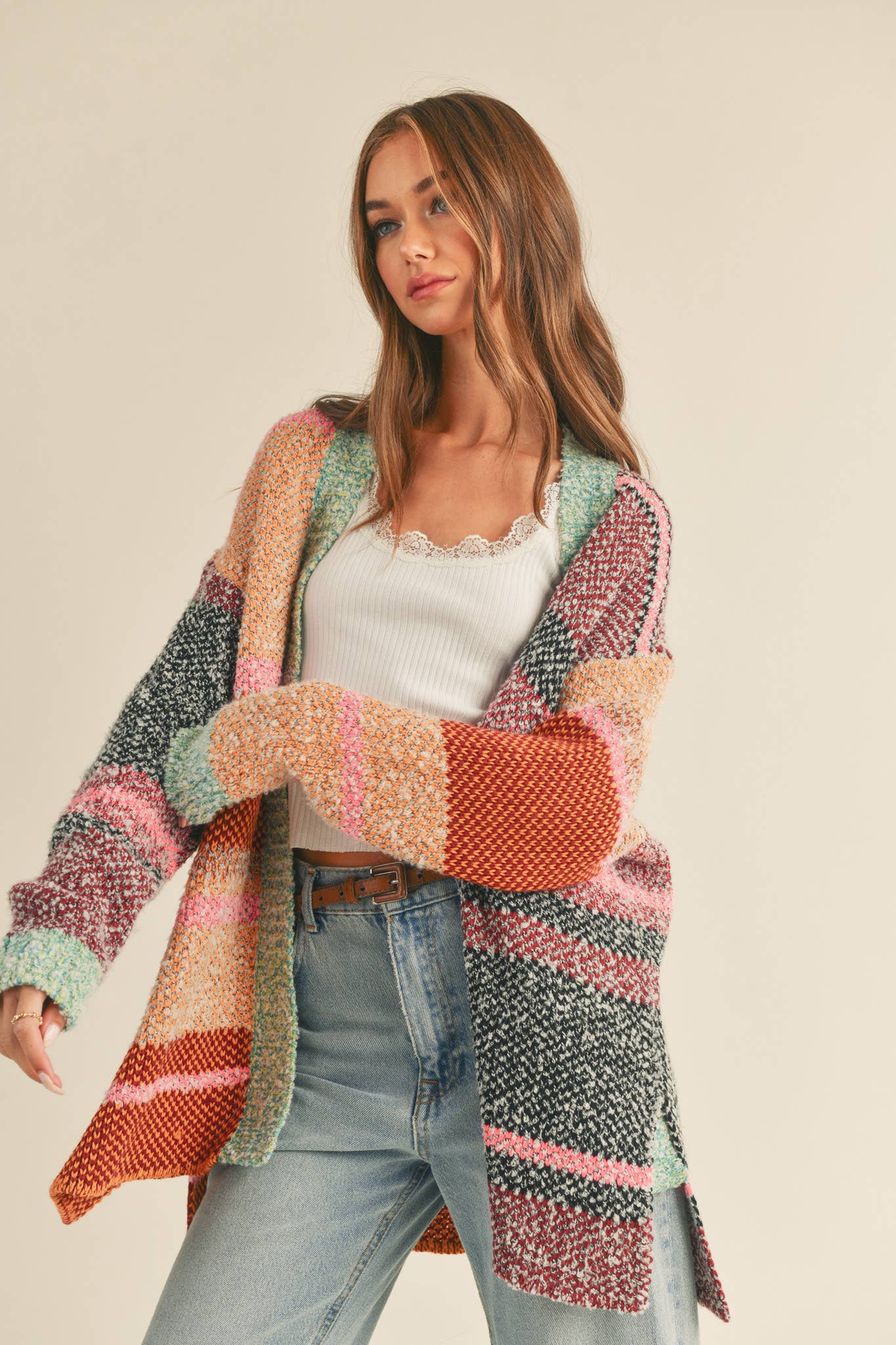 COLOR BLOCK CARDIGAN