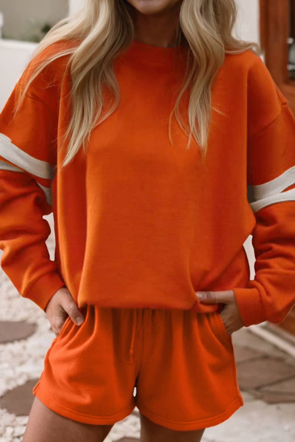 LDC Solid Casual Pocket Shift Long Sleeve Top And Pants Set