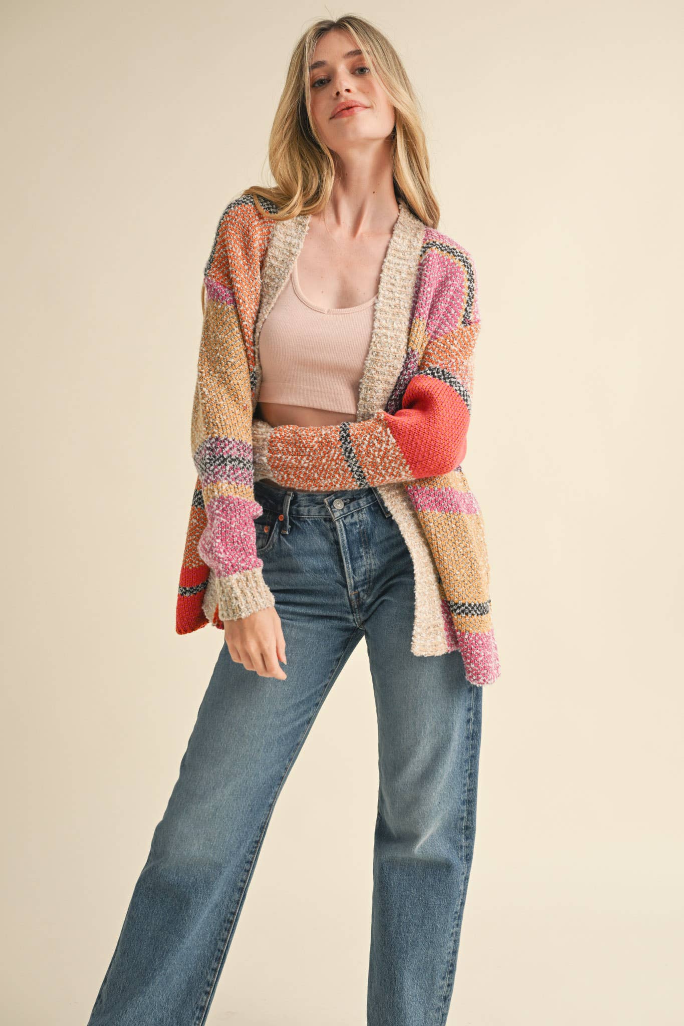 COLOR BLOCK CARDIGAN