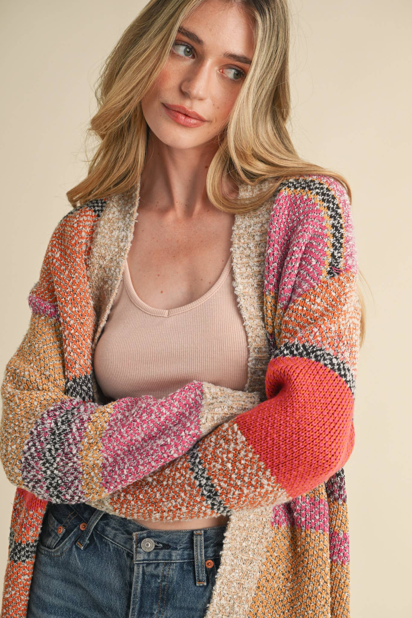 COLOR BLOCK CARDIGAN