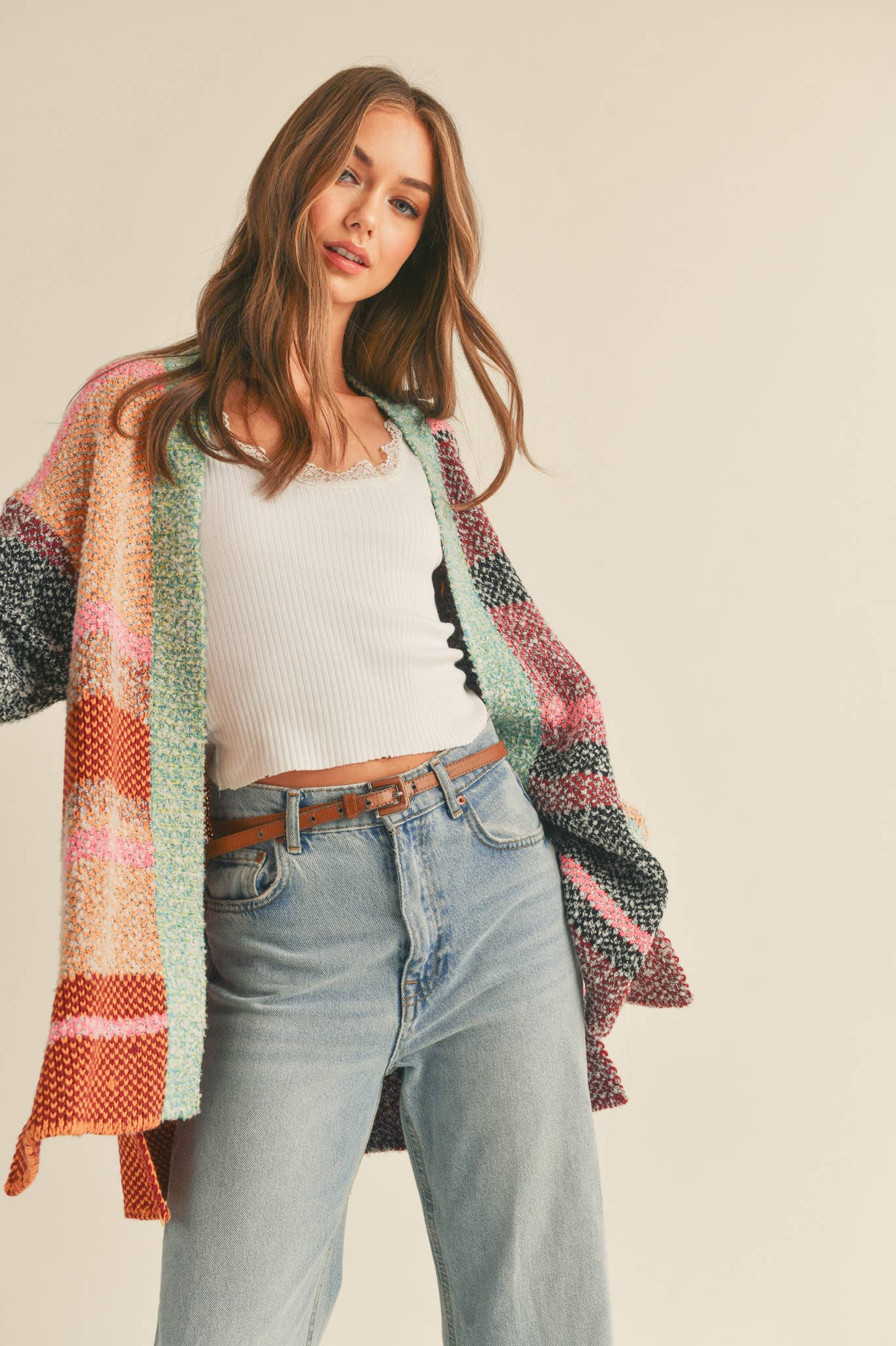 COLOR BLOCK CARDIGAN