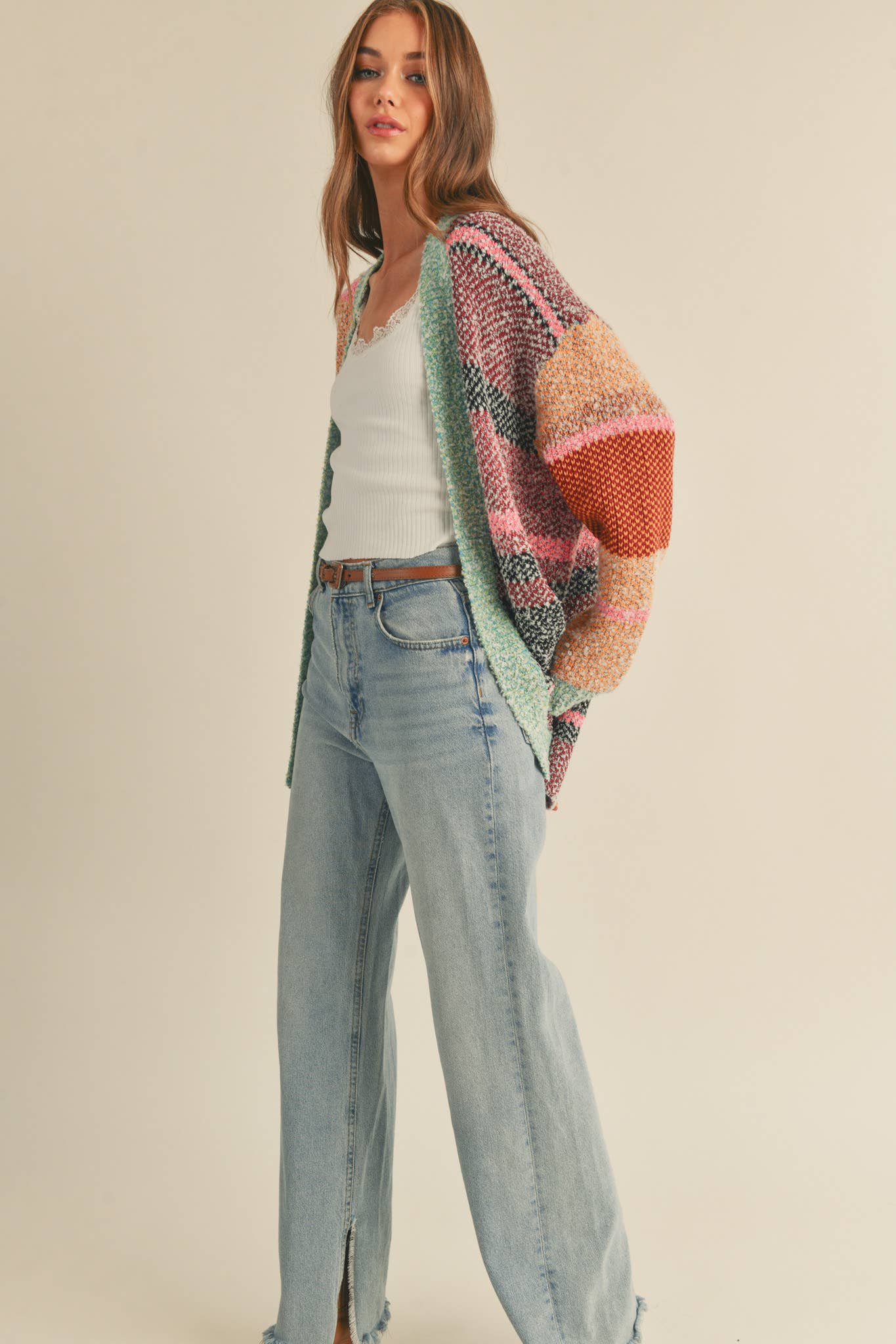 COLOR BLOCK CARDIGAN
