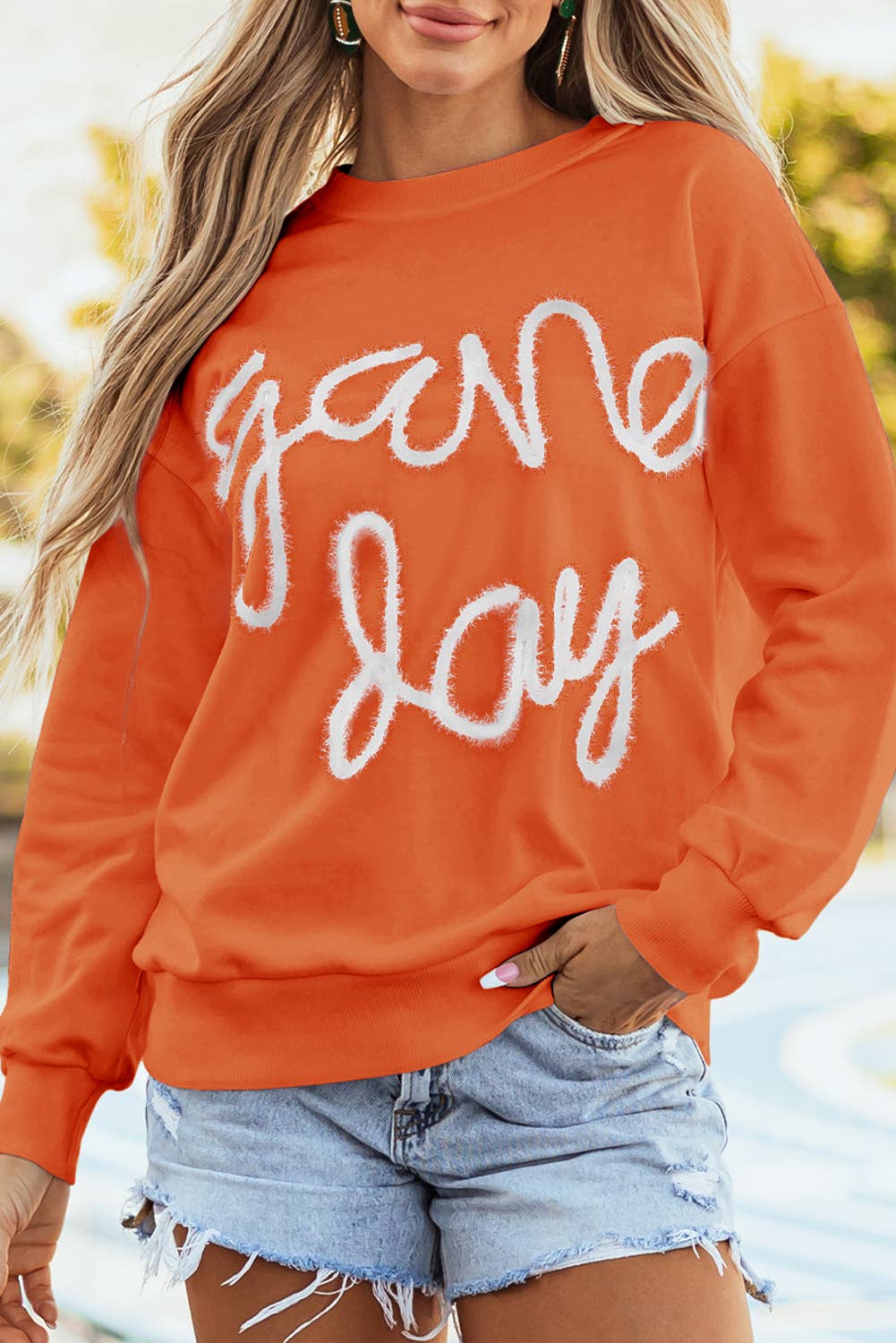 LDC Fall Clothing Game Day Drop Shoulder Graphic Sweatshirt