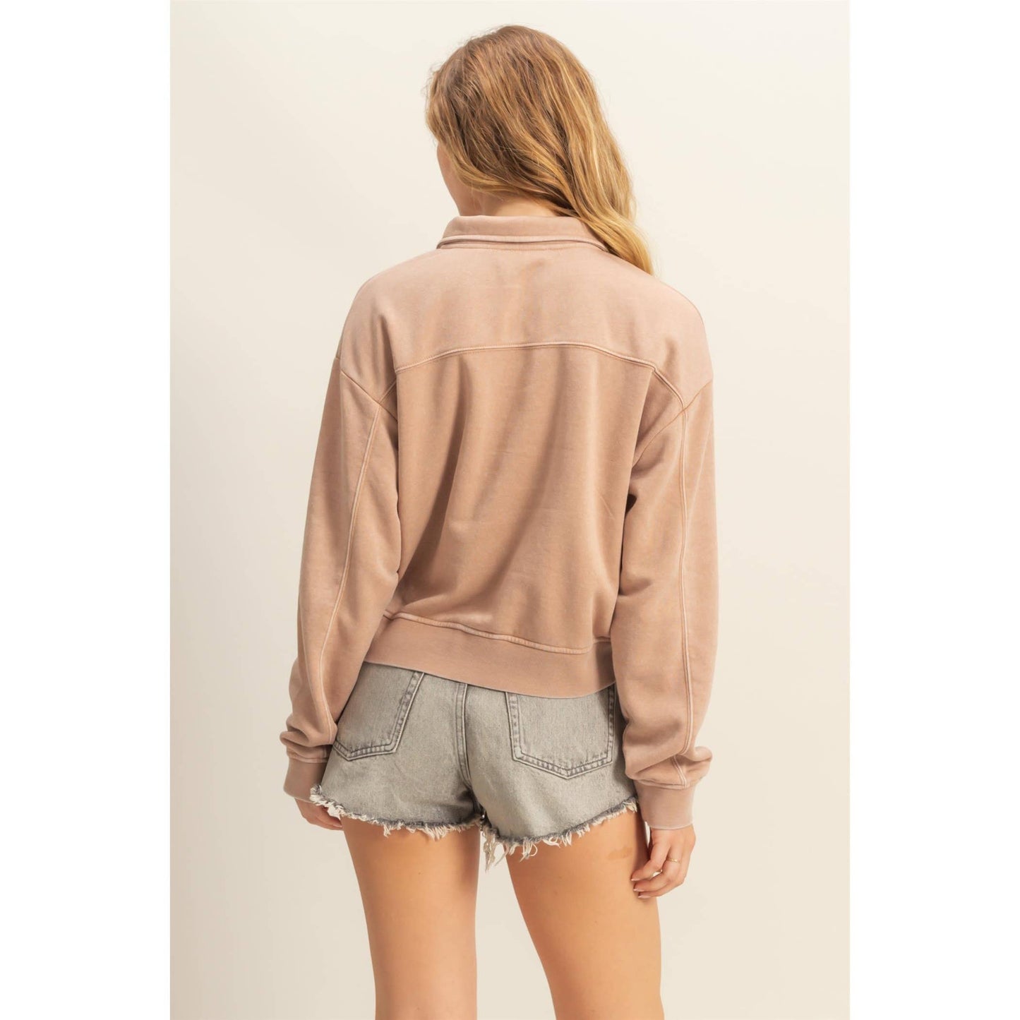 Pullover Half Zip Up Terry Sweatshirt